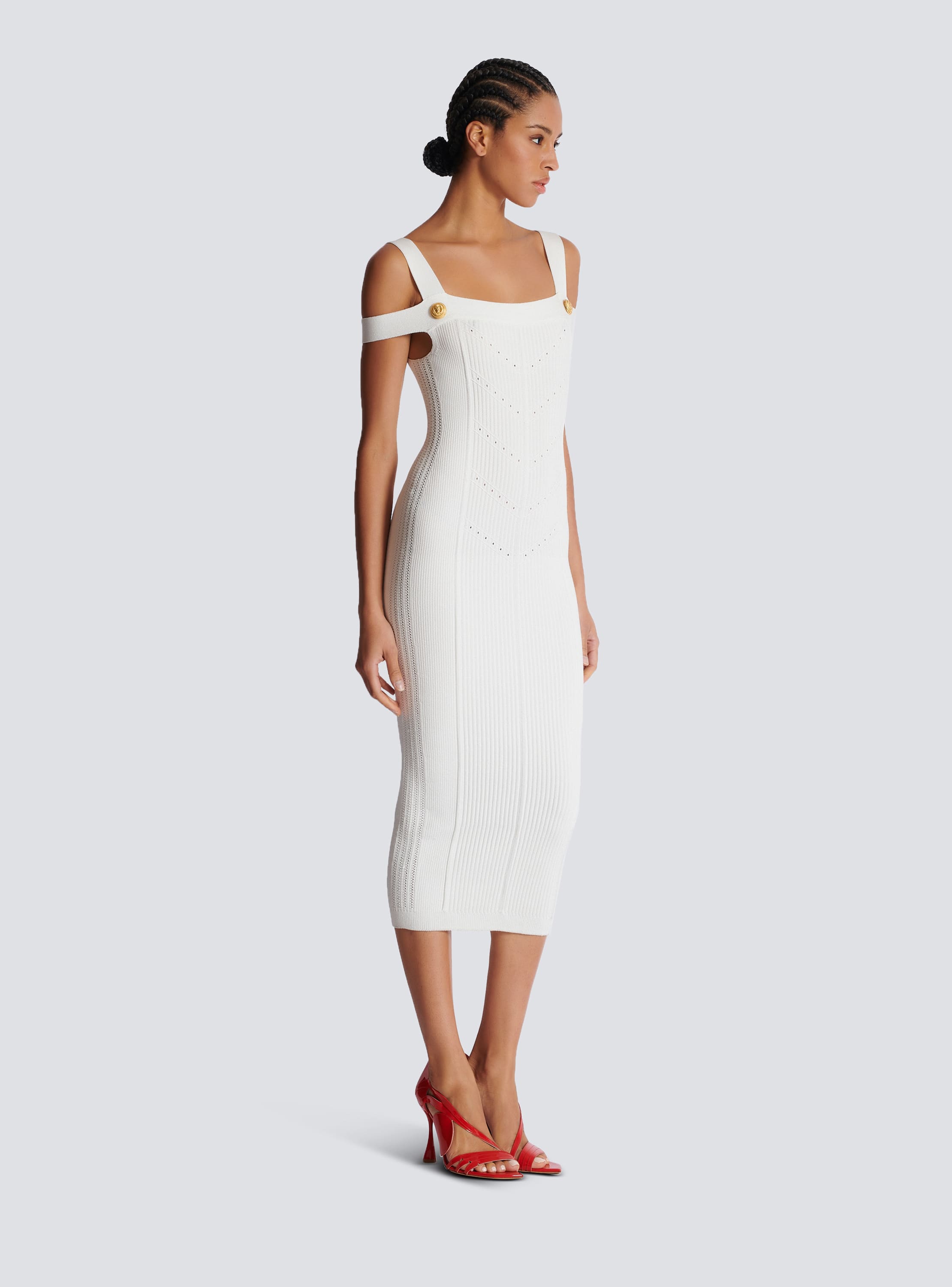 Knit midi dress with double straps