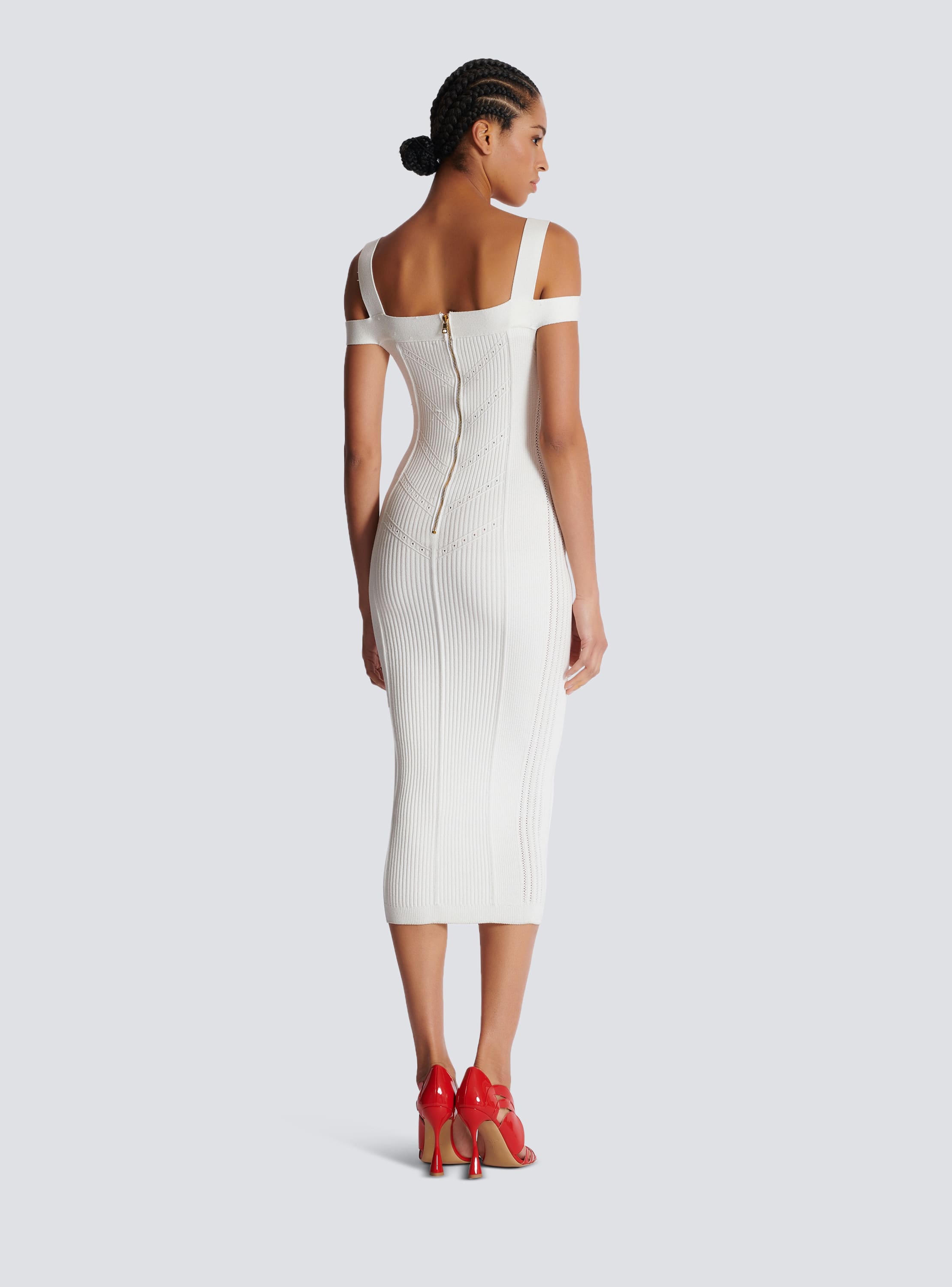 Knit midi dress with double straps
