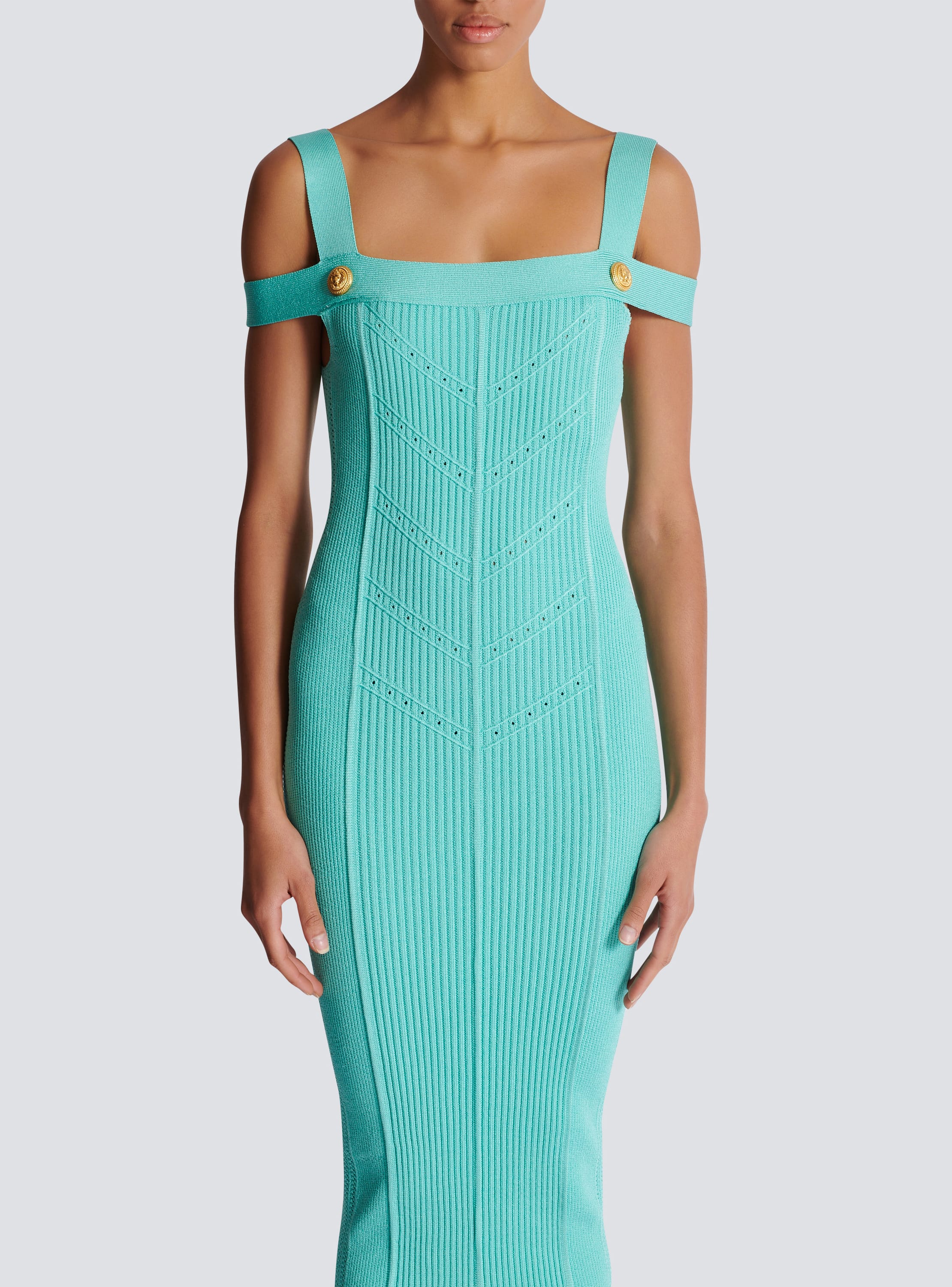 Knit midi dress with double straps