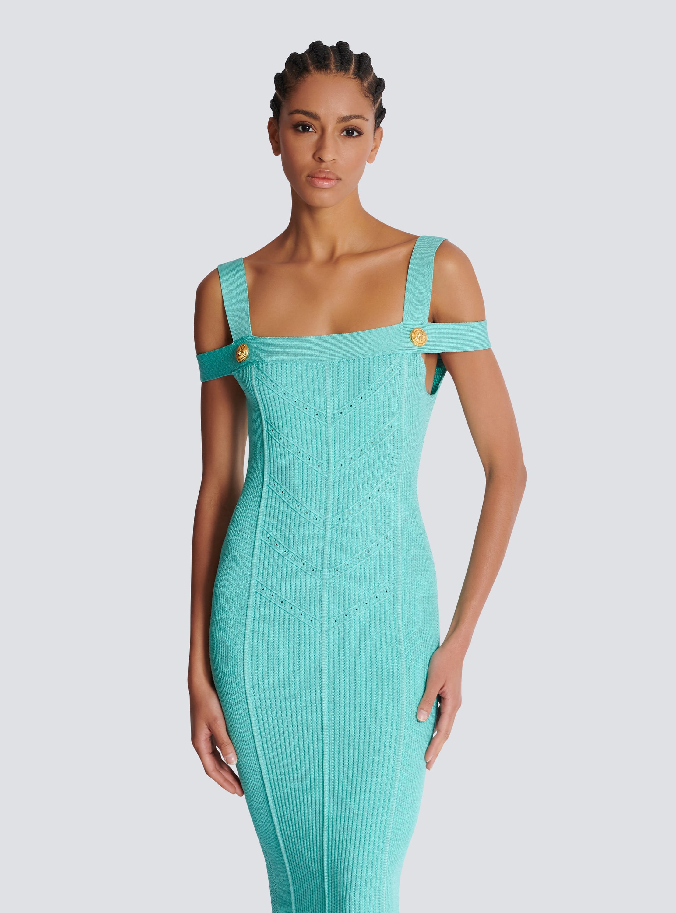 Knit midi dress with double straps