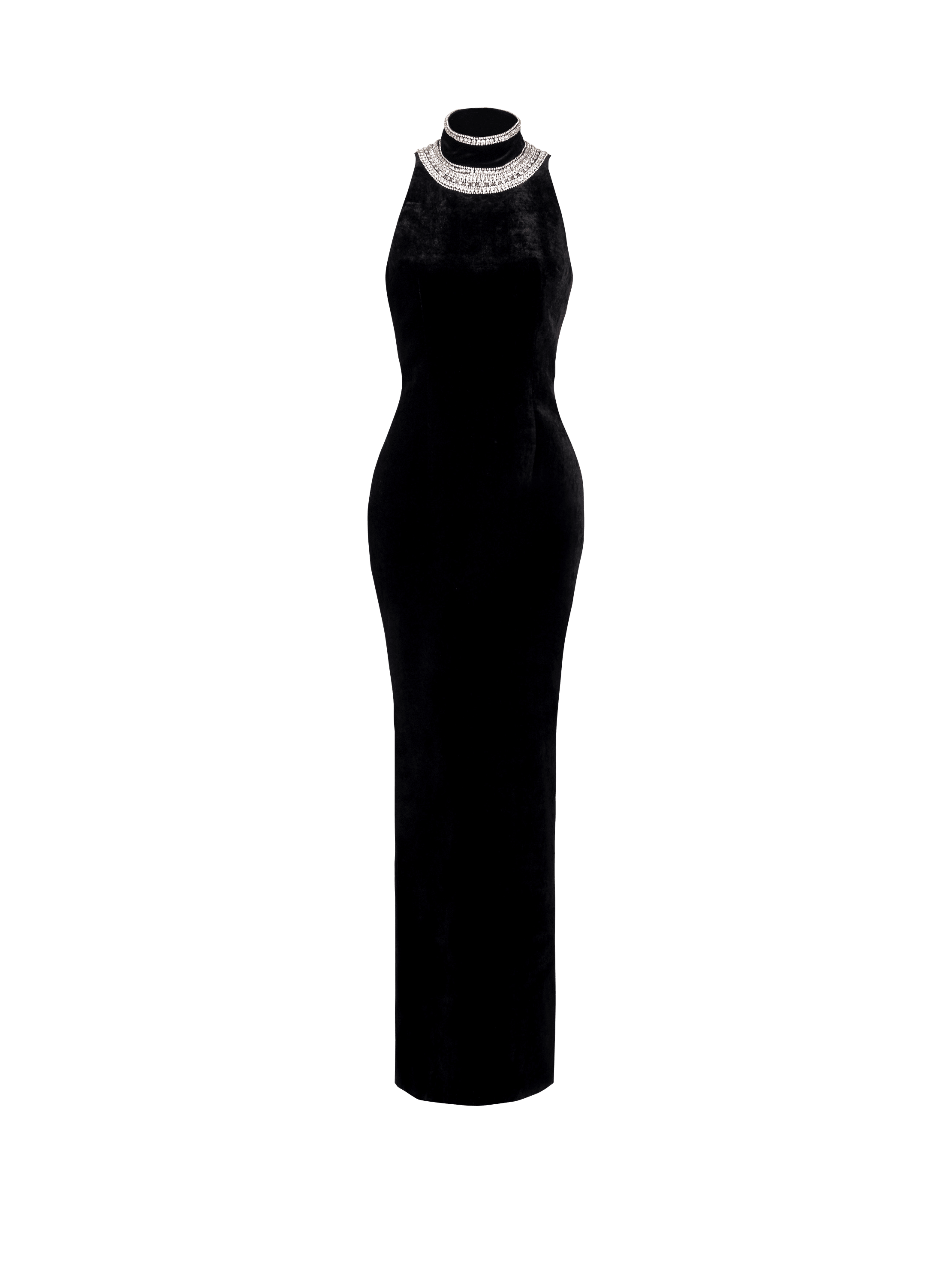 エンブロイダリー ベルベット オープンバックドレス