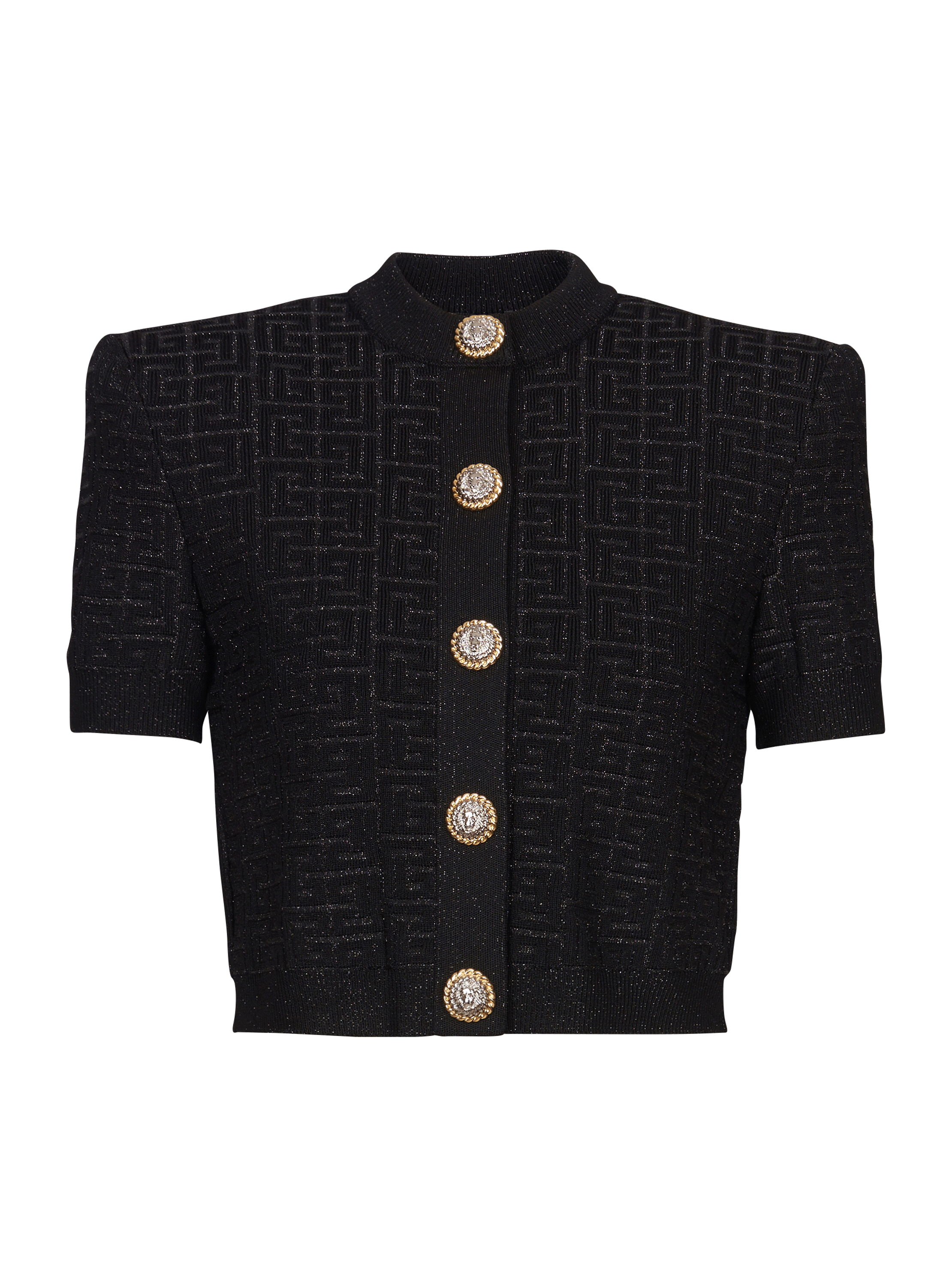 balmain paris Cardigan en maille monogramme PB Labyrinthe noir - Femme