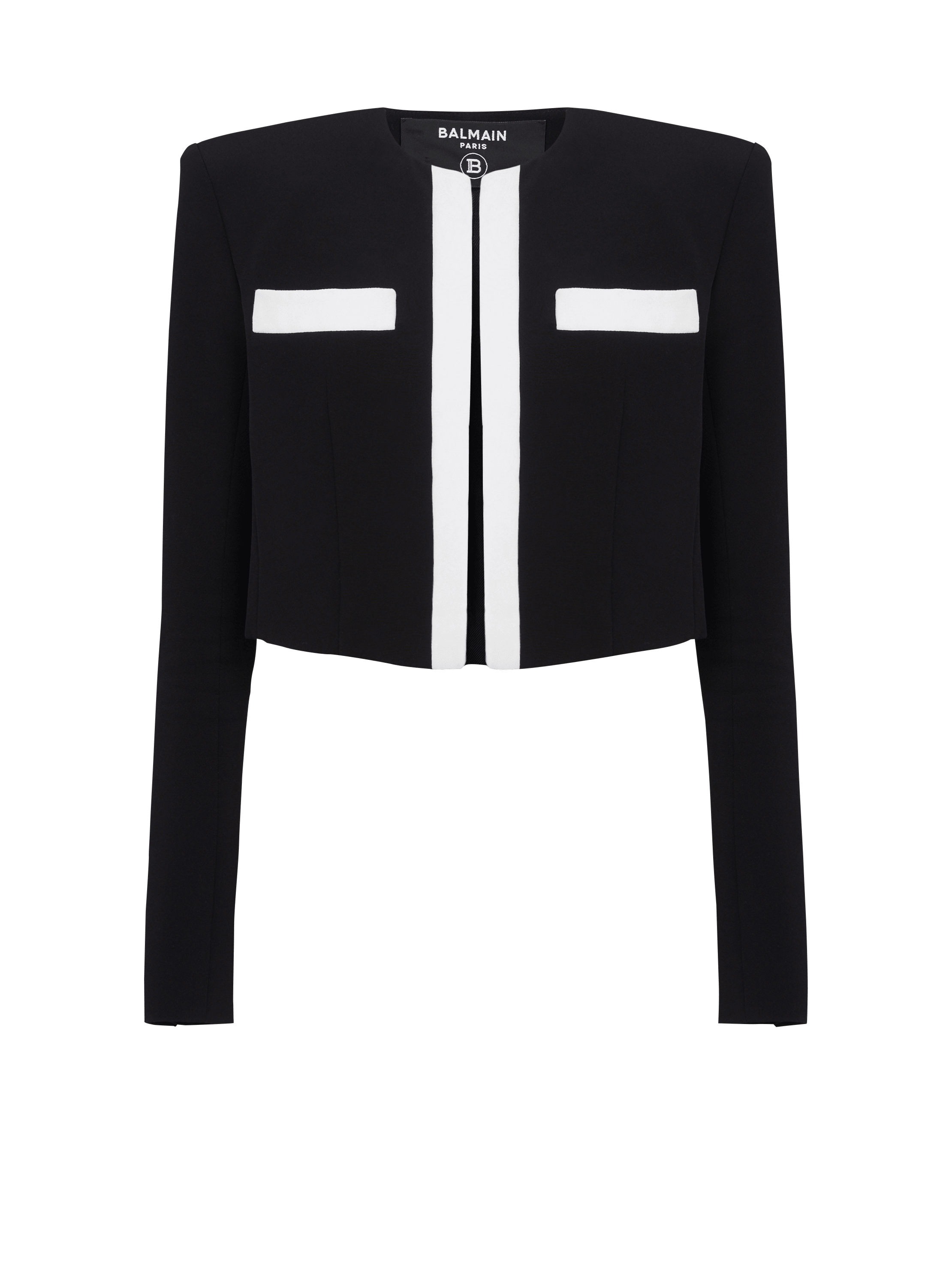 Two-tone crepe Spencer jacket black - Women | BALMAIN