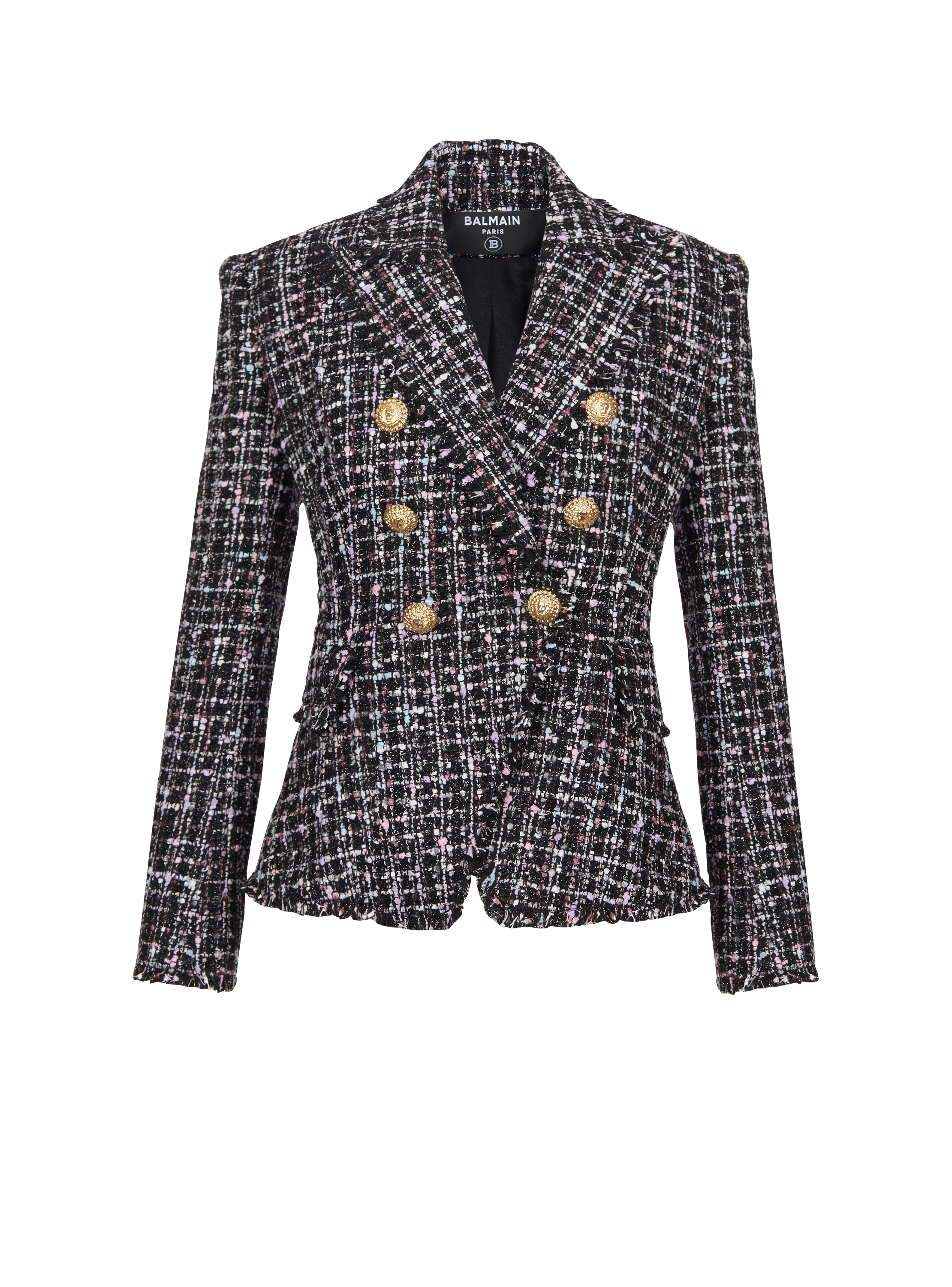 Balmain black tweed blazer best sale