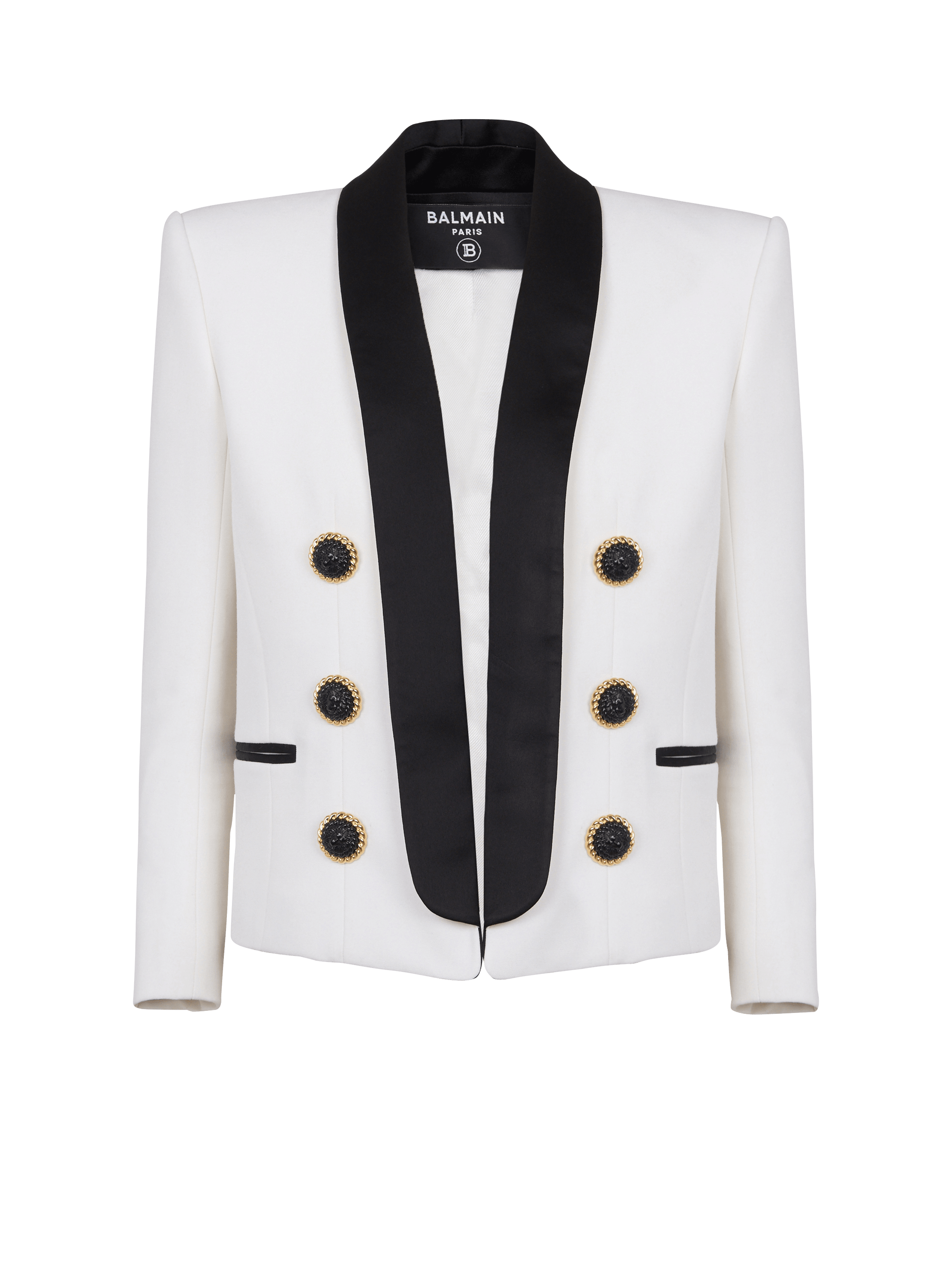 Two-tone edge-to-edge jacket with 6 buttons