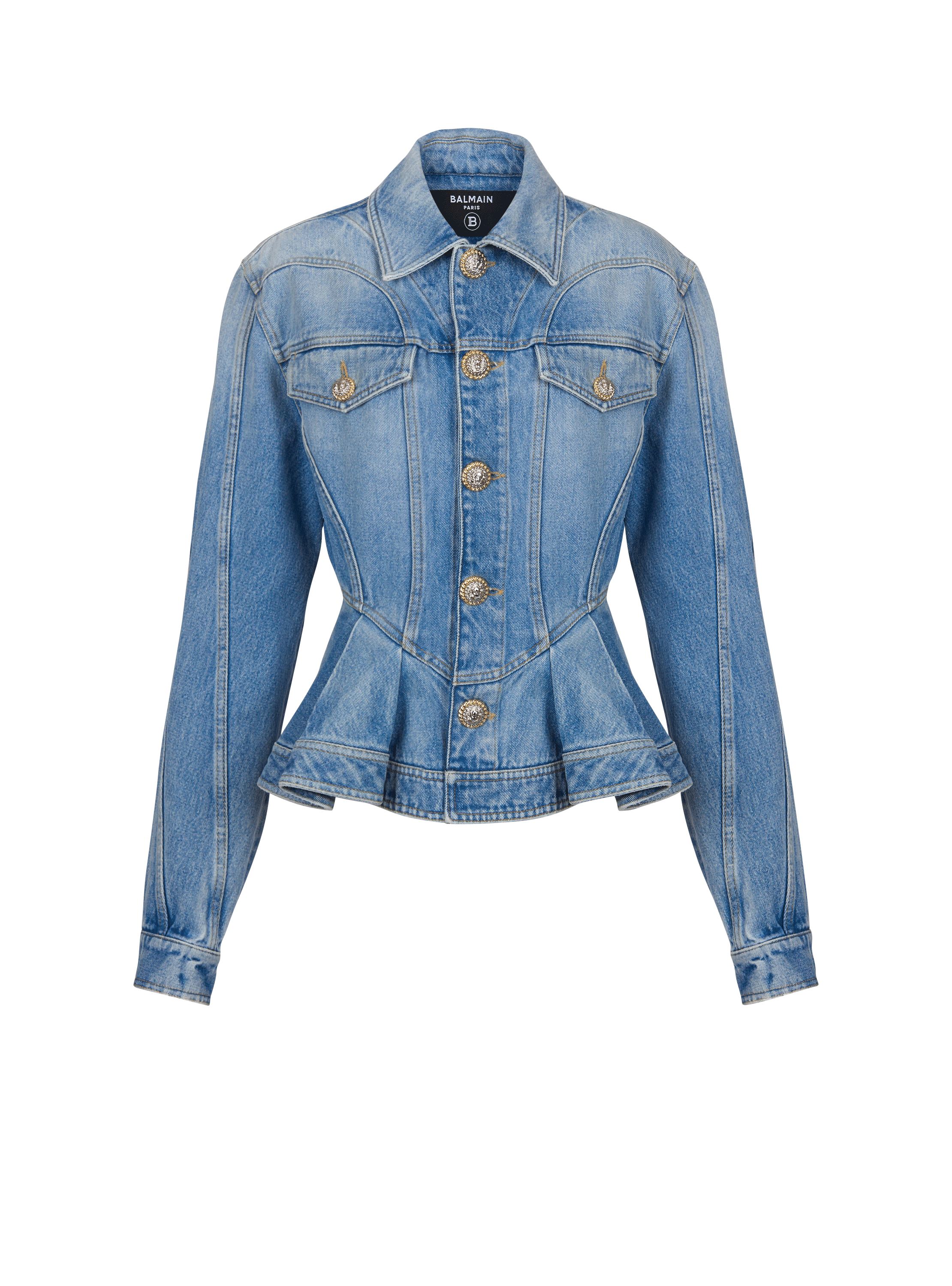 Pleated denim jacket