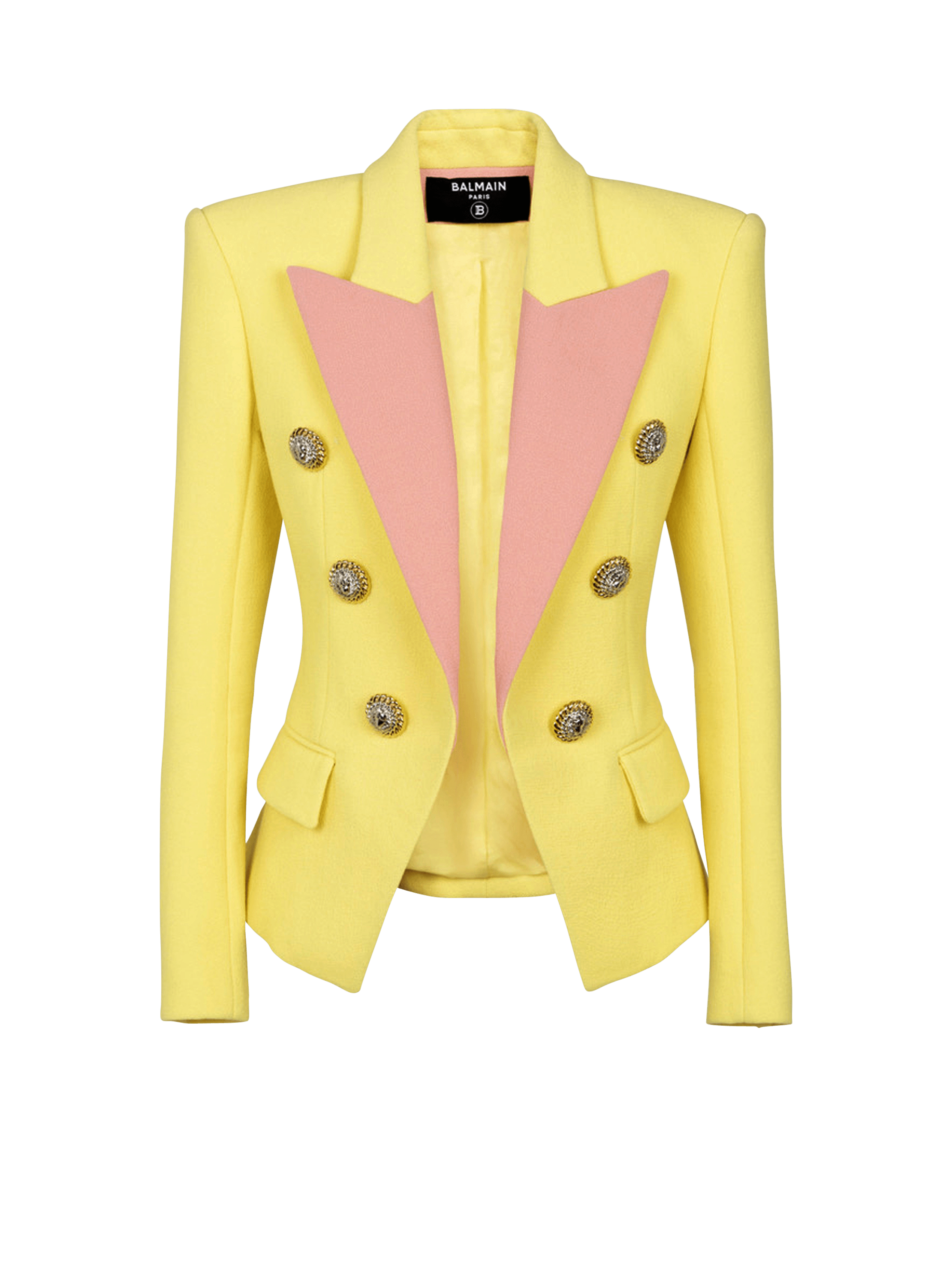 Chaqueta bicolor de crepé doble con 6 botones