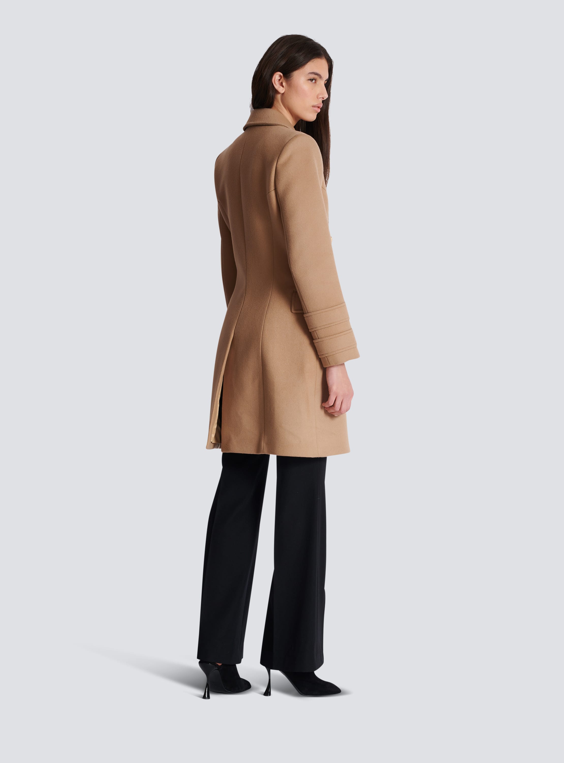 Manteau balmain femme marron sale