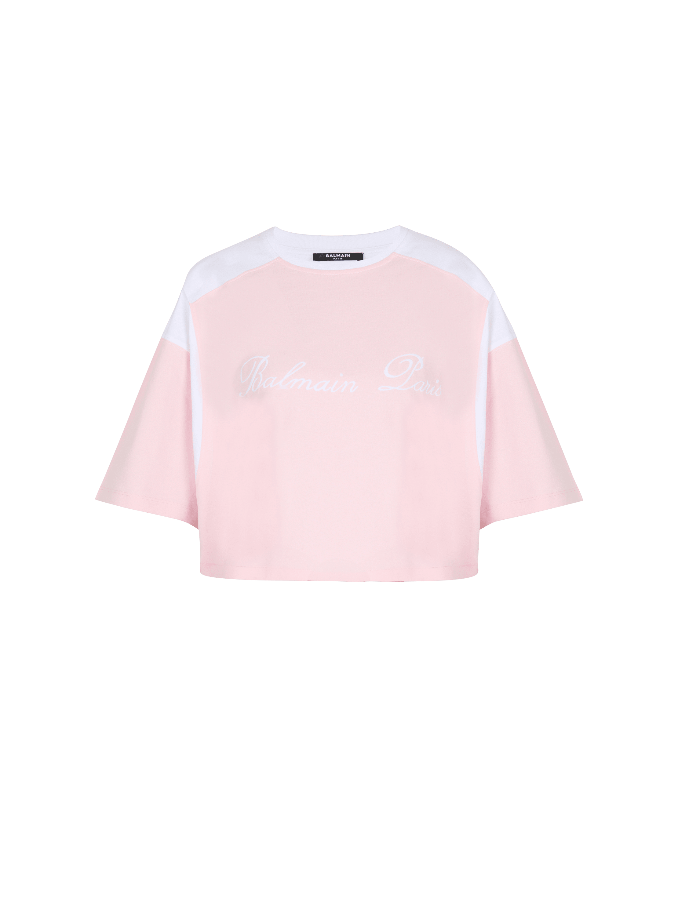 Two-tone T-shirt with Balmain Signature embroidery
