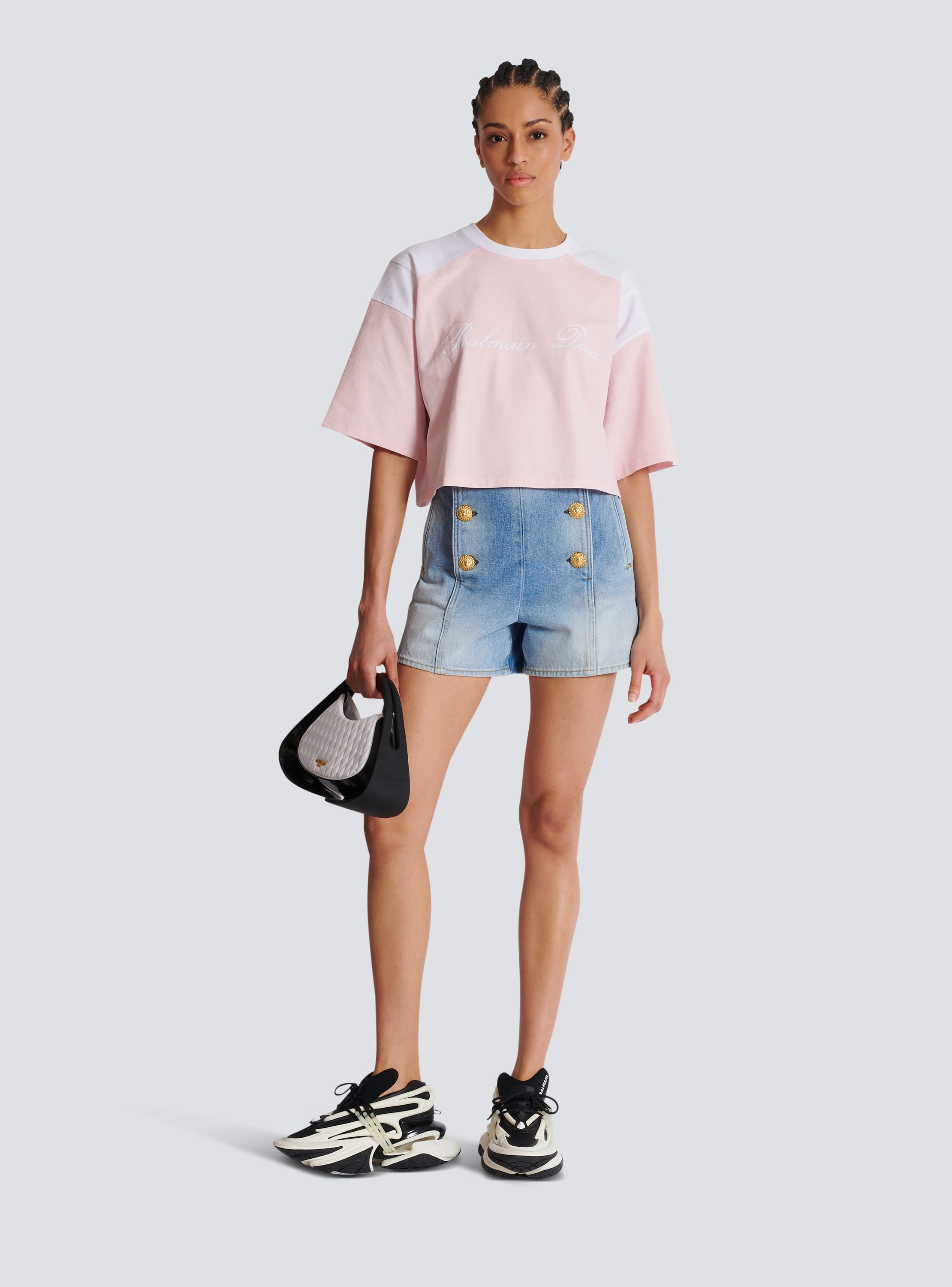 Shorts in denim con bottoni