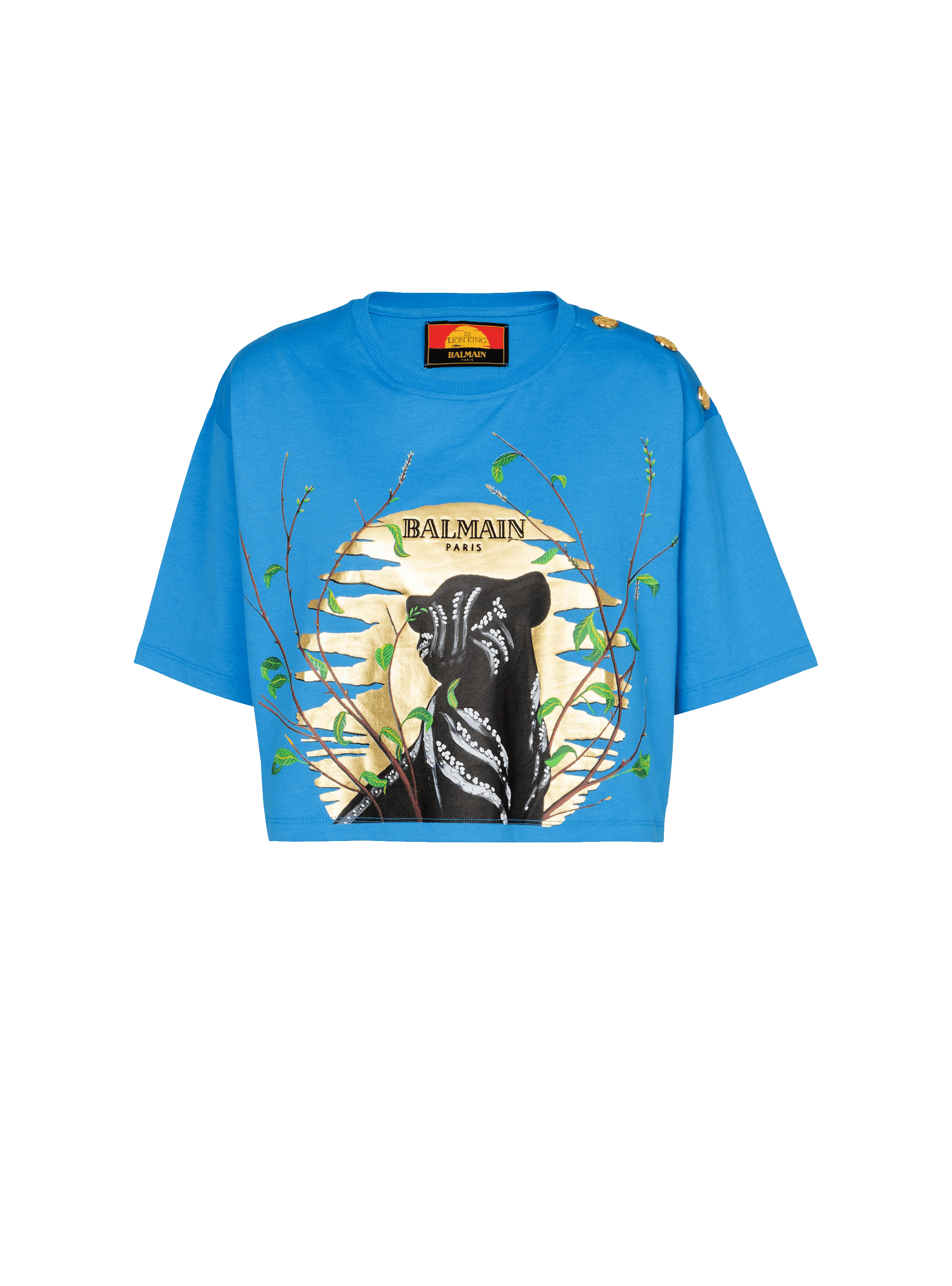 Disney x Balmain : The Lion King - Cassius Khumaloプリント クロップドTシャツ