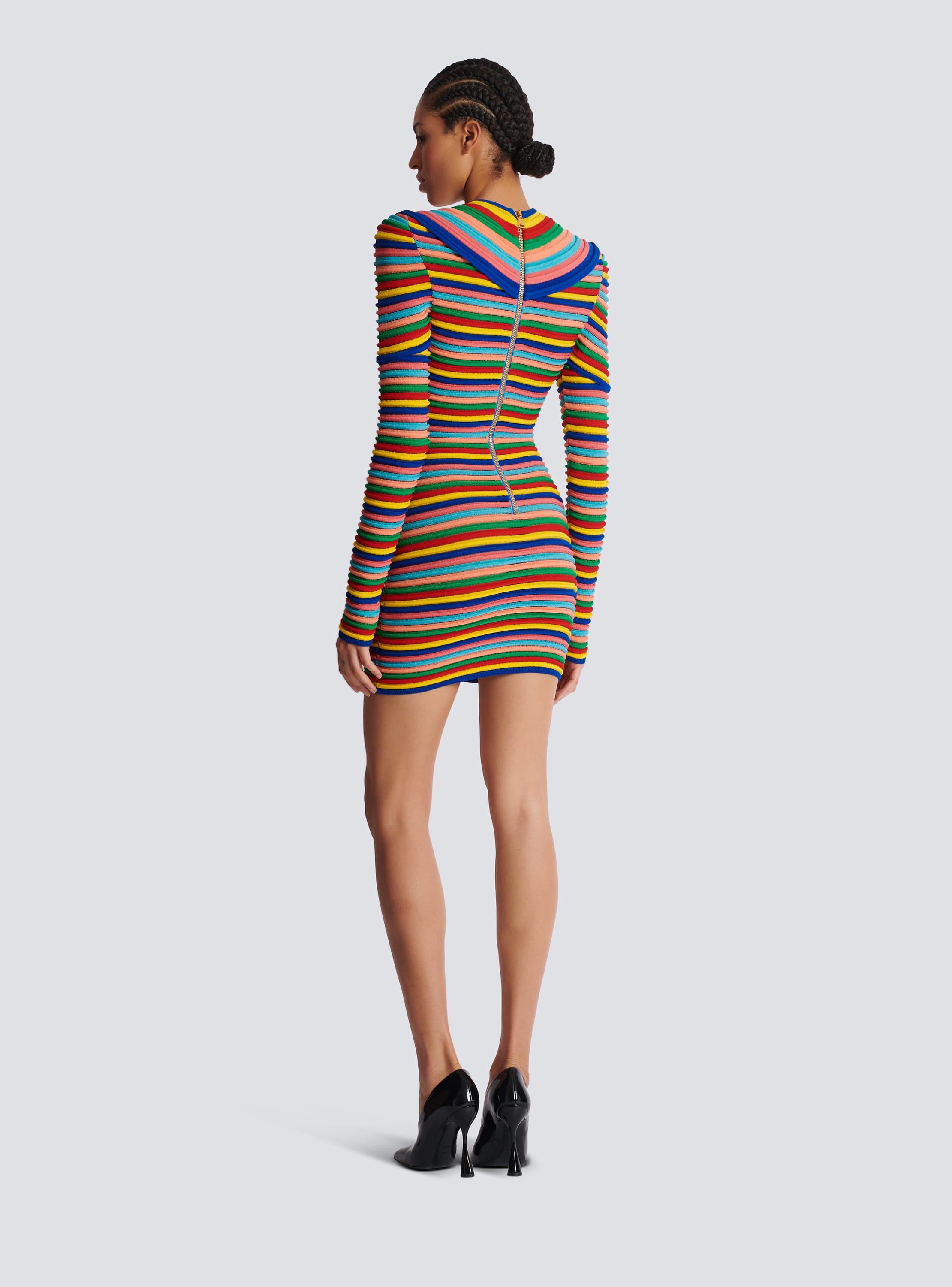 Short dress in multicoloured rolled knit