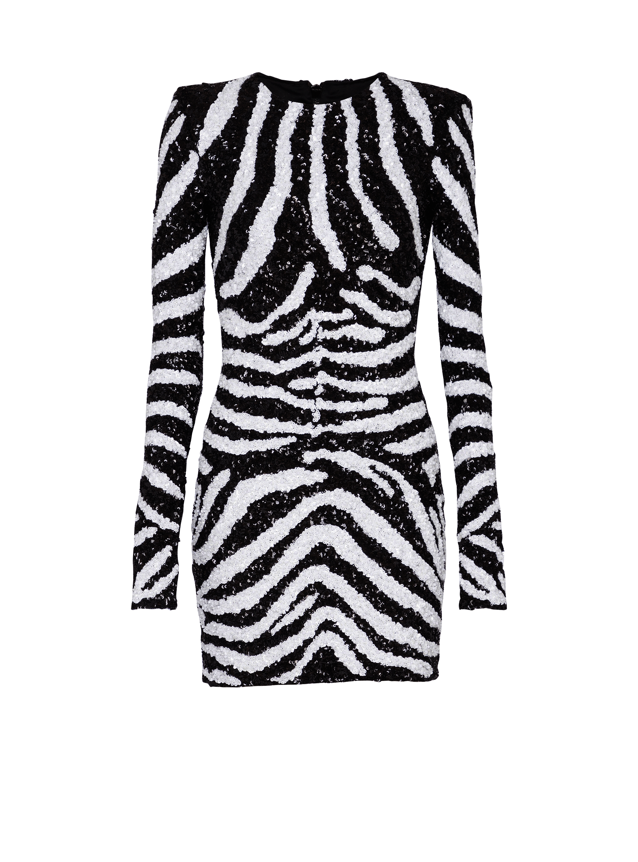 Kurzes zweifarbiges Kleid mit Pailletten Zebra