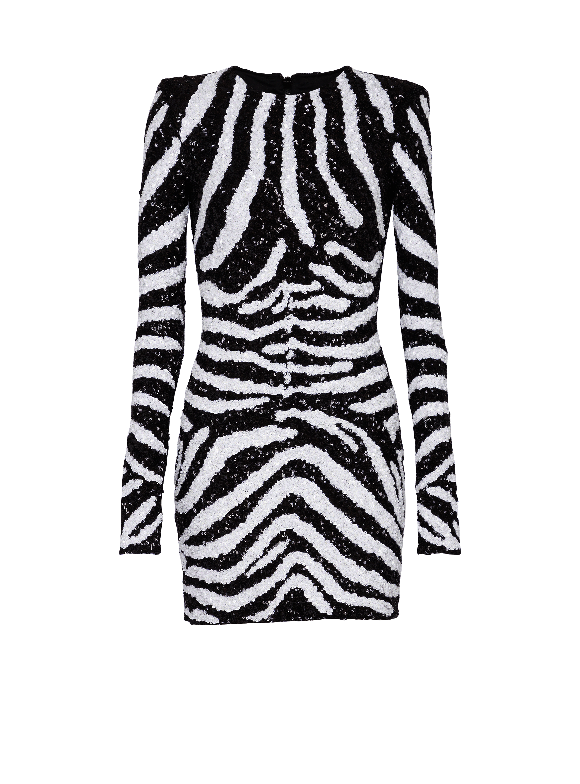 Short two-tone zebra sequin dress