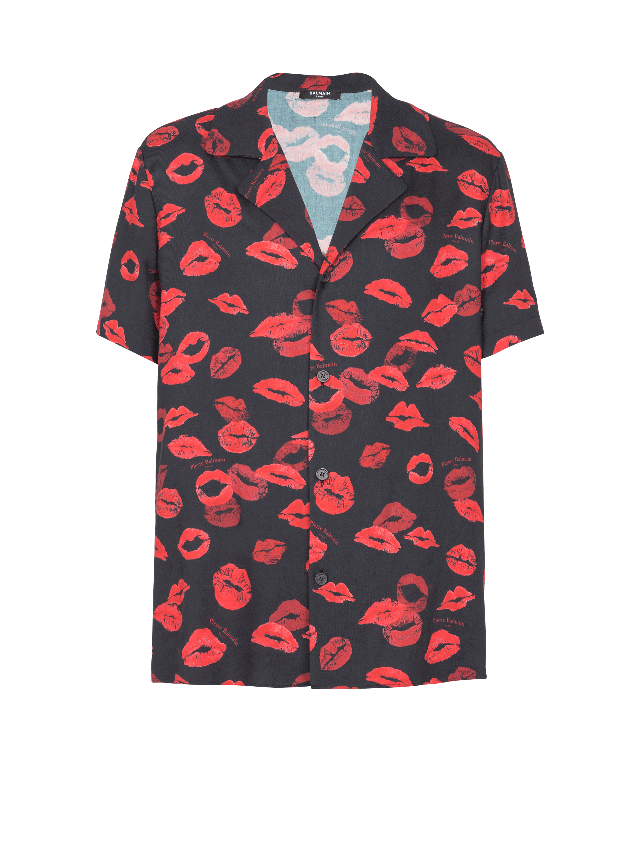 Pyjamahemd aus Twill mit Kiss-Print