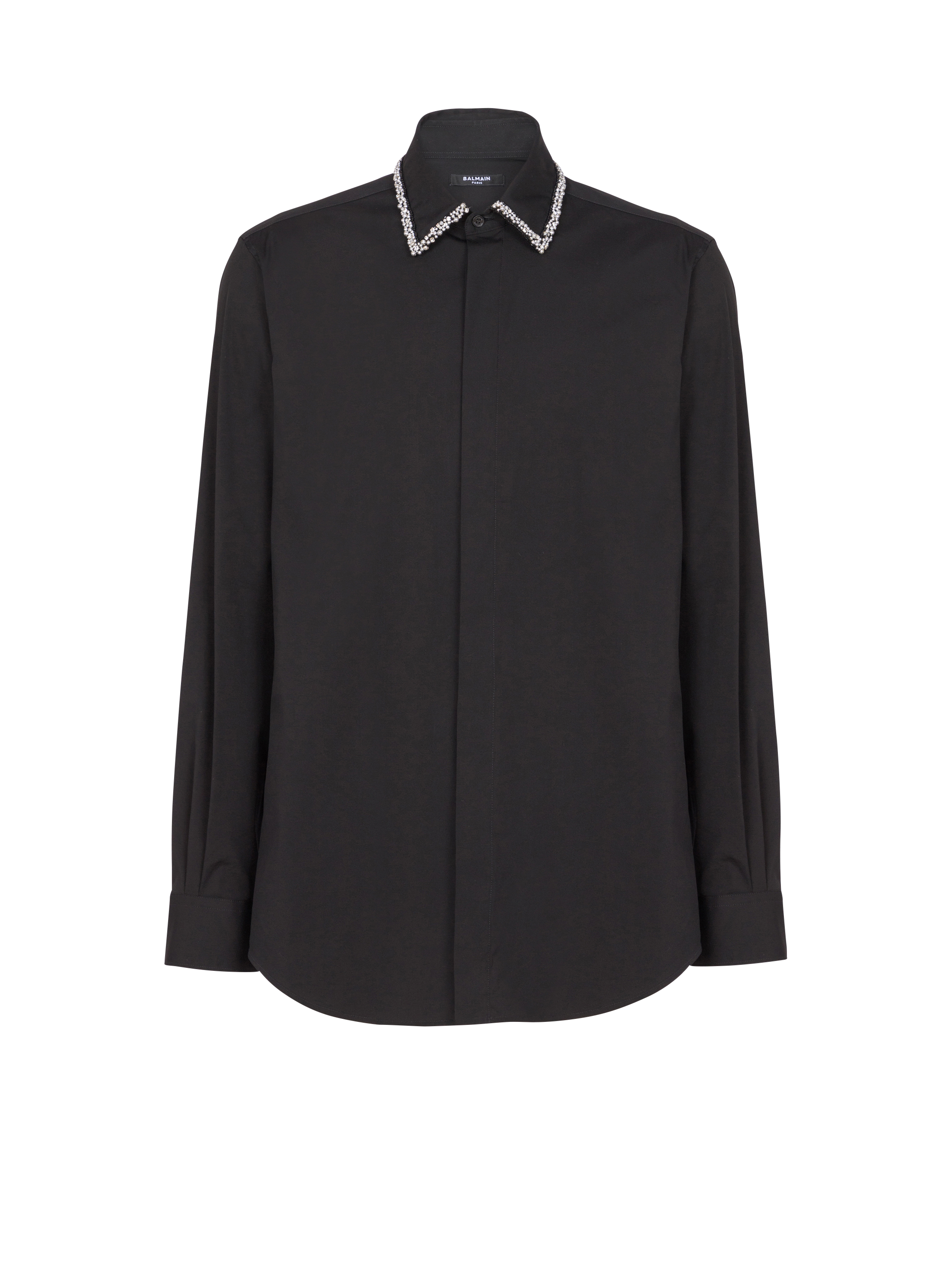 Poplin shirt with embroidered collar