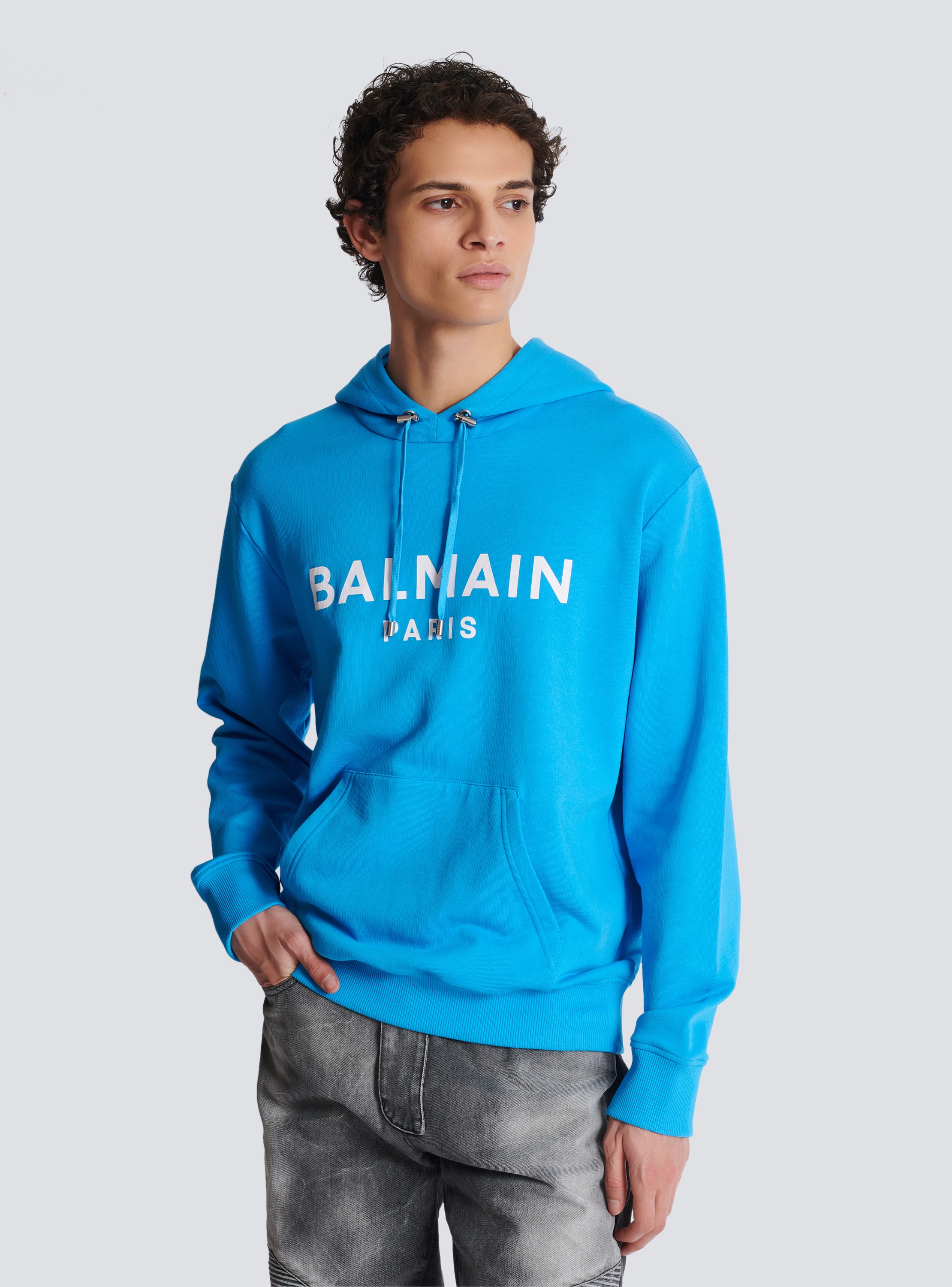 Fashion balmain blue sweatshirt