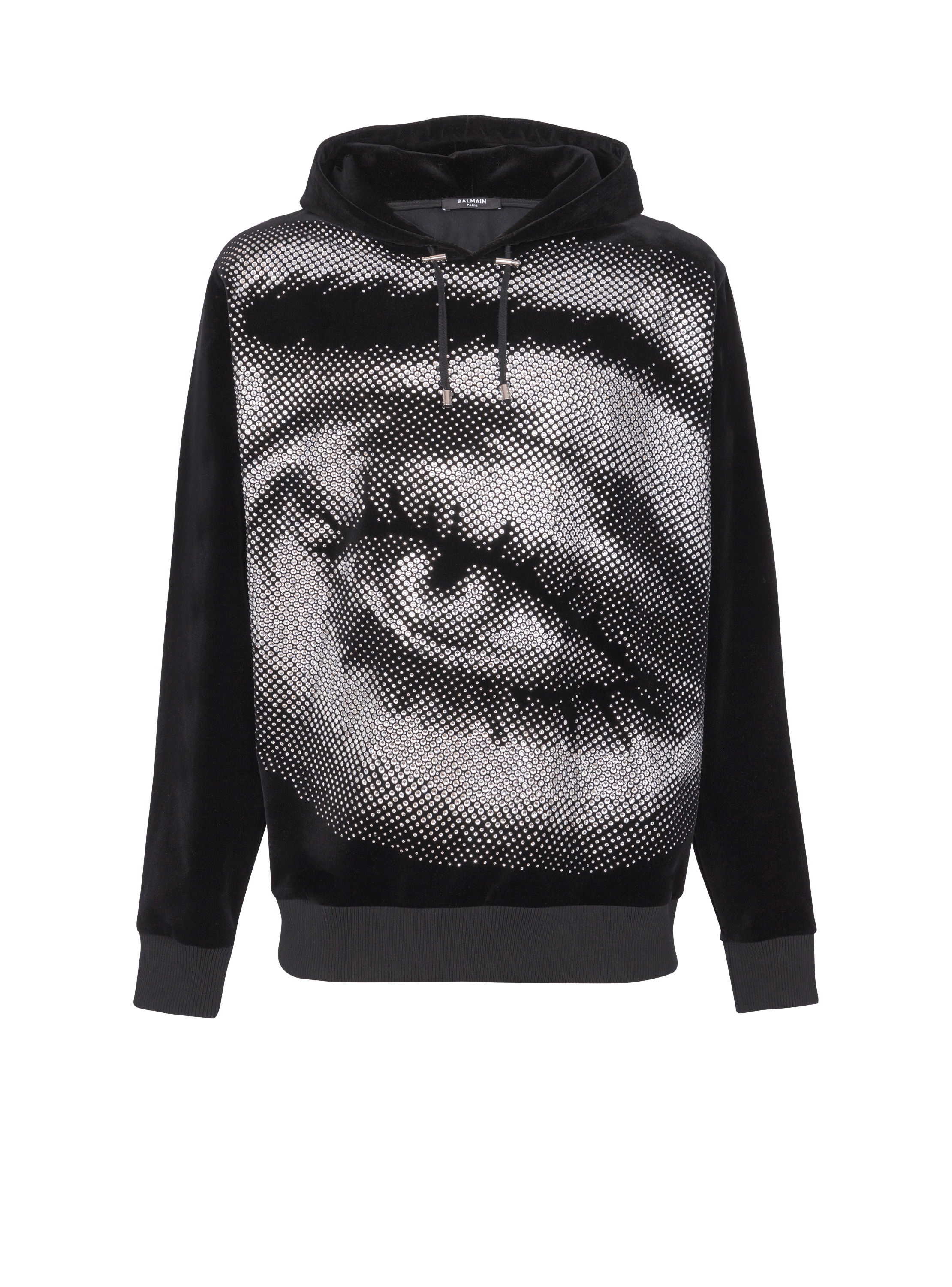 Velvet Balmain hoodie with crystals in an Eye motif