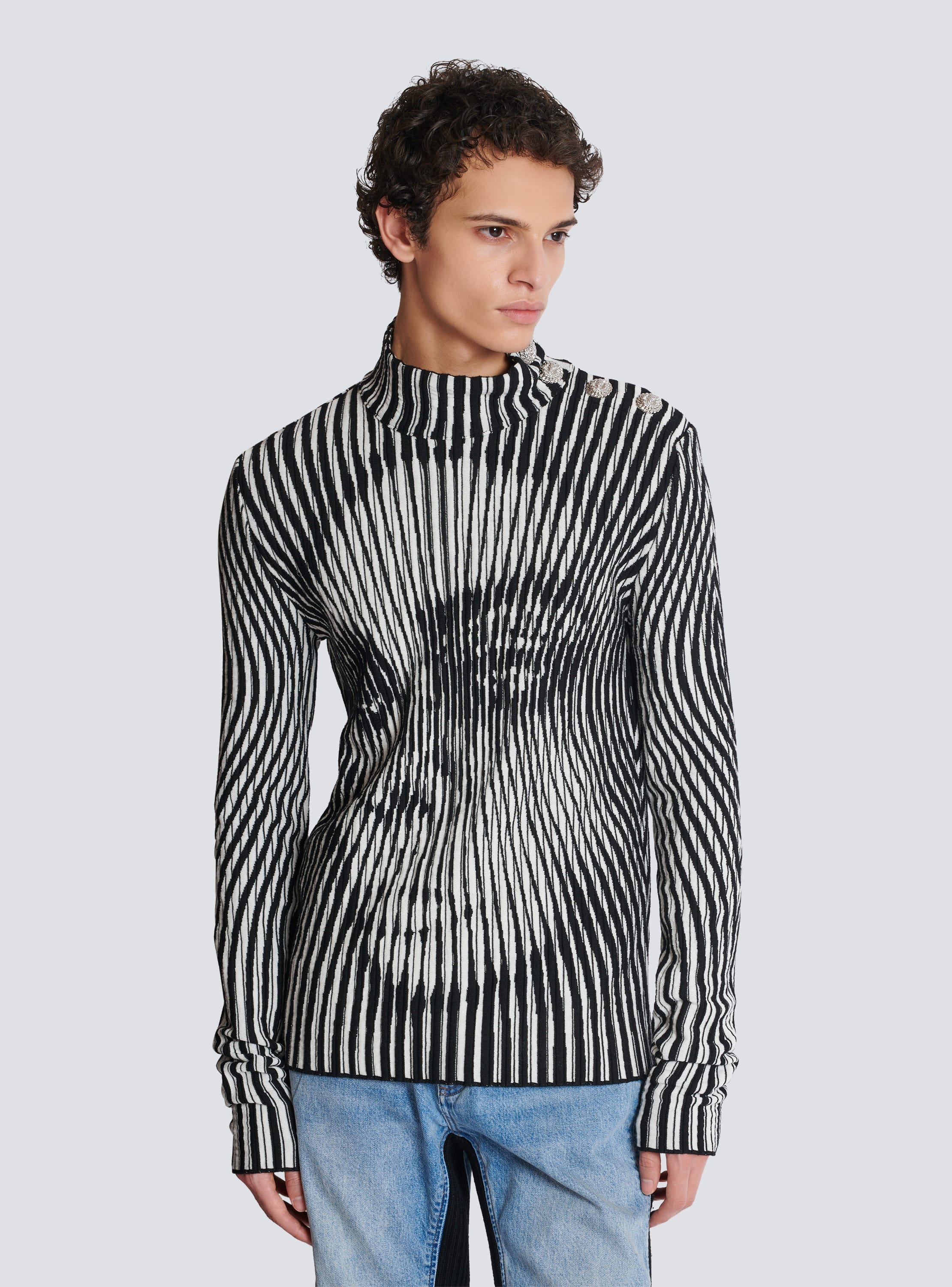 Face two-tone knit jumper - Men | BALMAIN Face two-tone knit jumper - Men | BALMAIN
