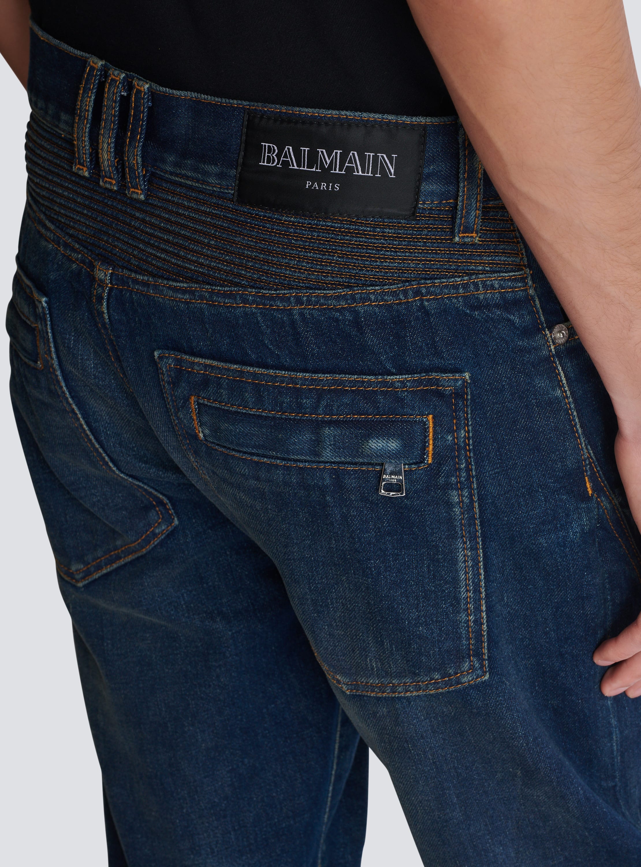 Denim straight leg biker jeans Men BALMAIN