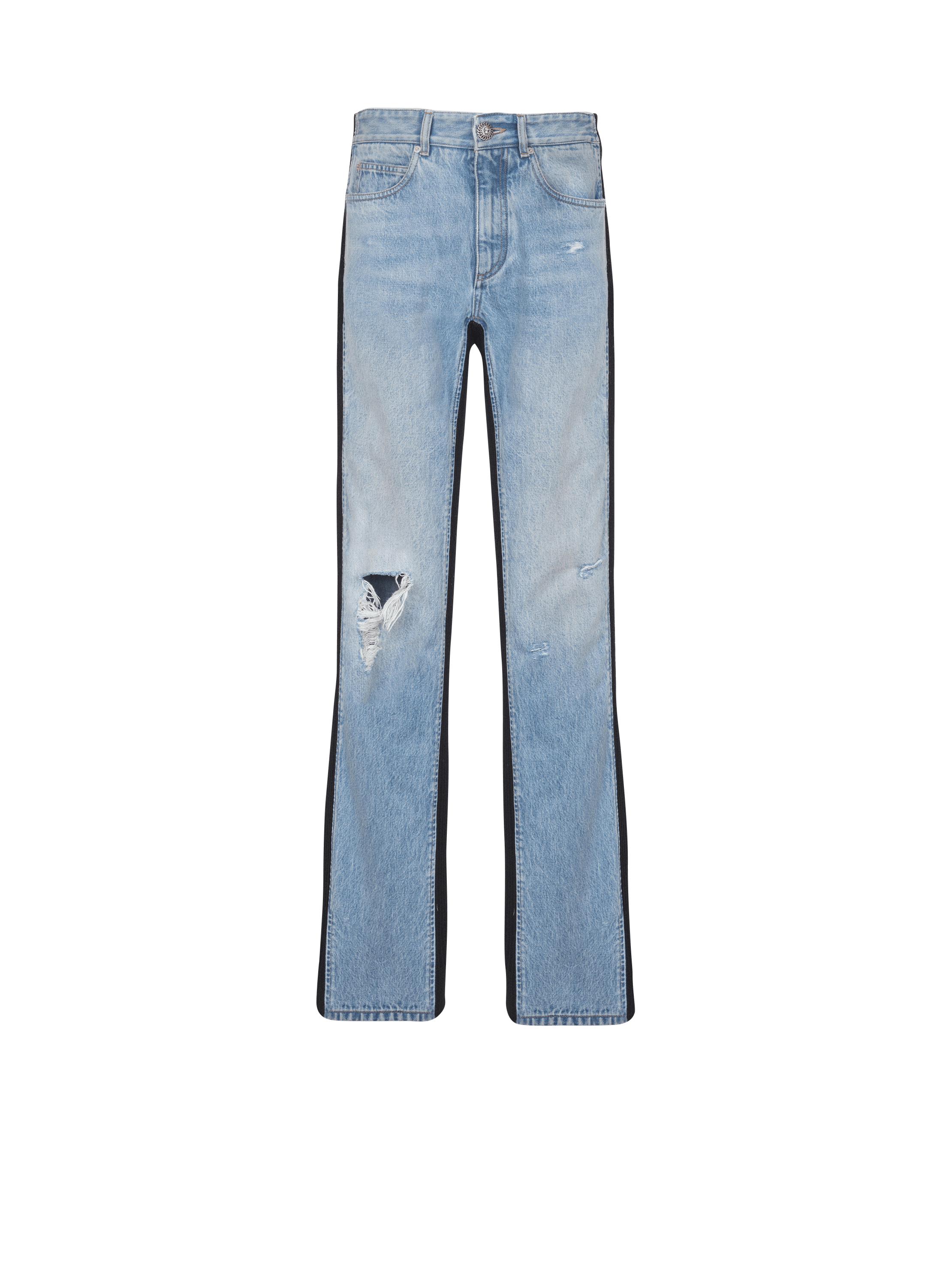 Loose-fit denim and knit jeans