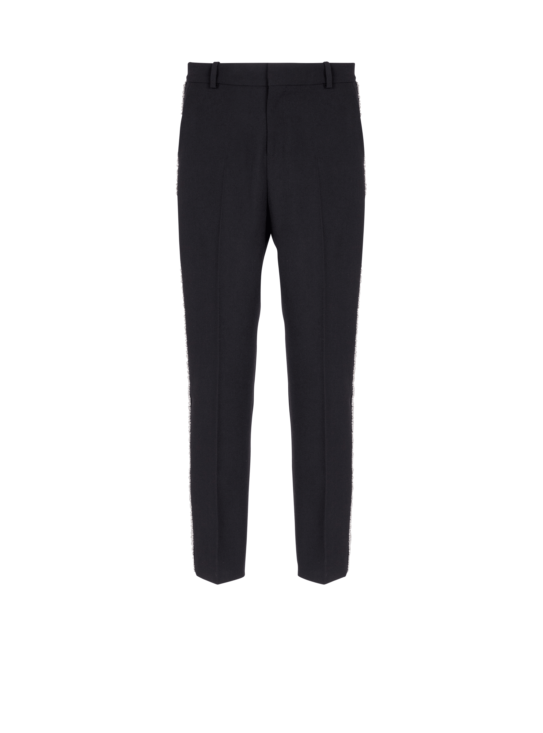 Embroidered grain de poudre trousers