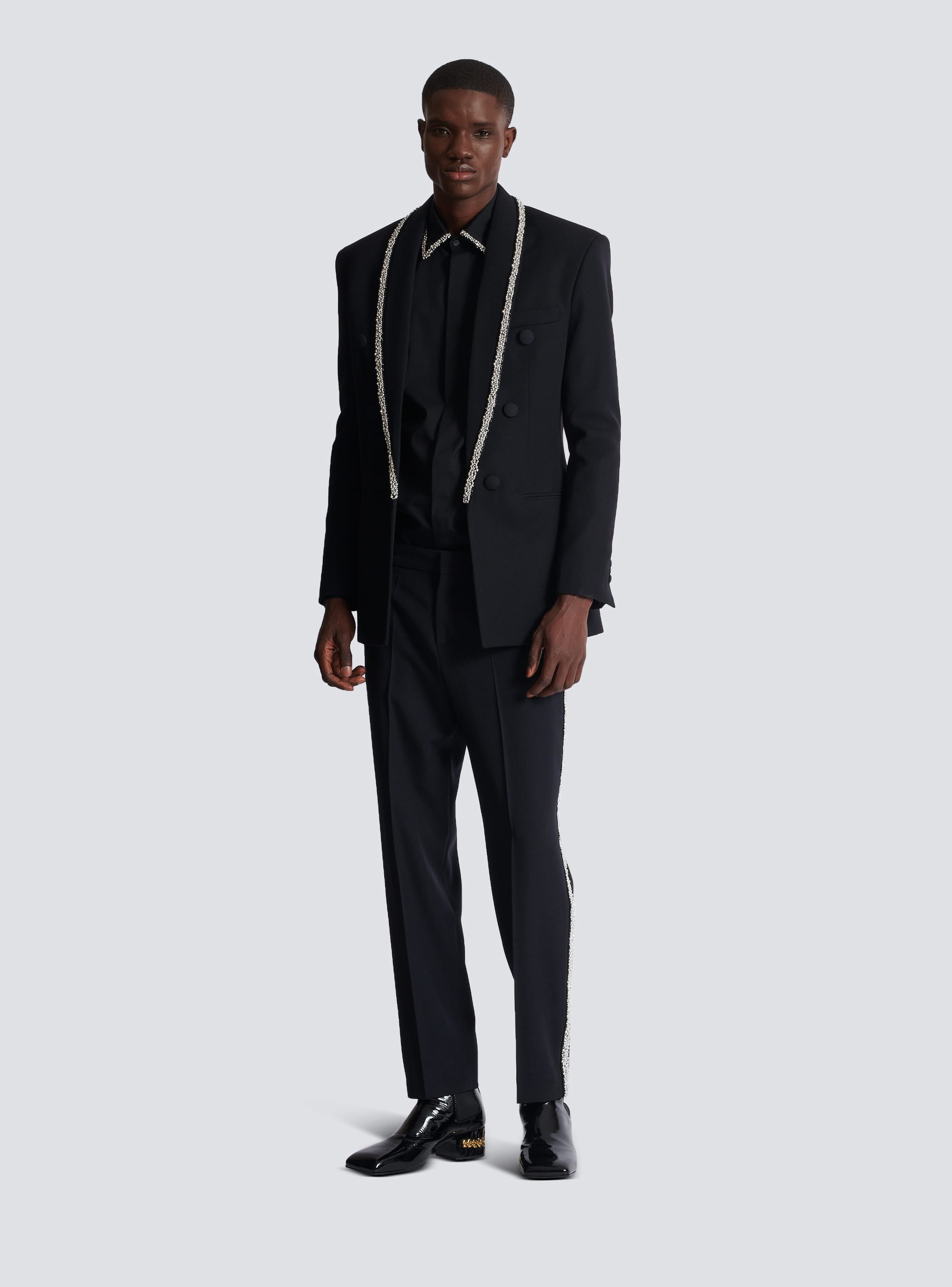 Grain de poudre jacket with embroidered collar black Men BALMAIN