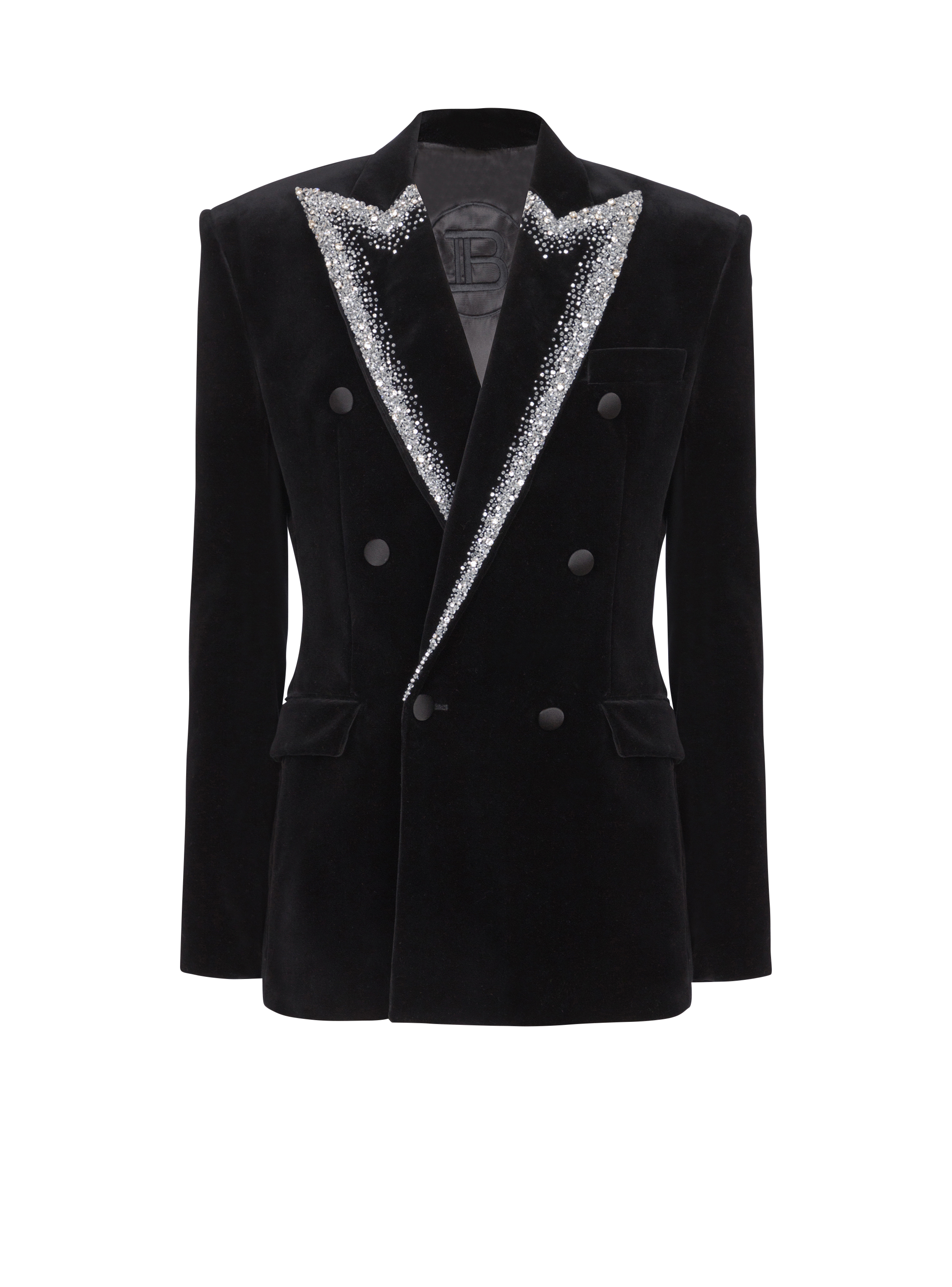 Velvet jacket with embroidered collar