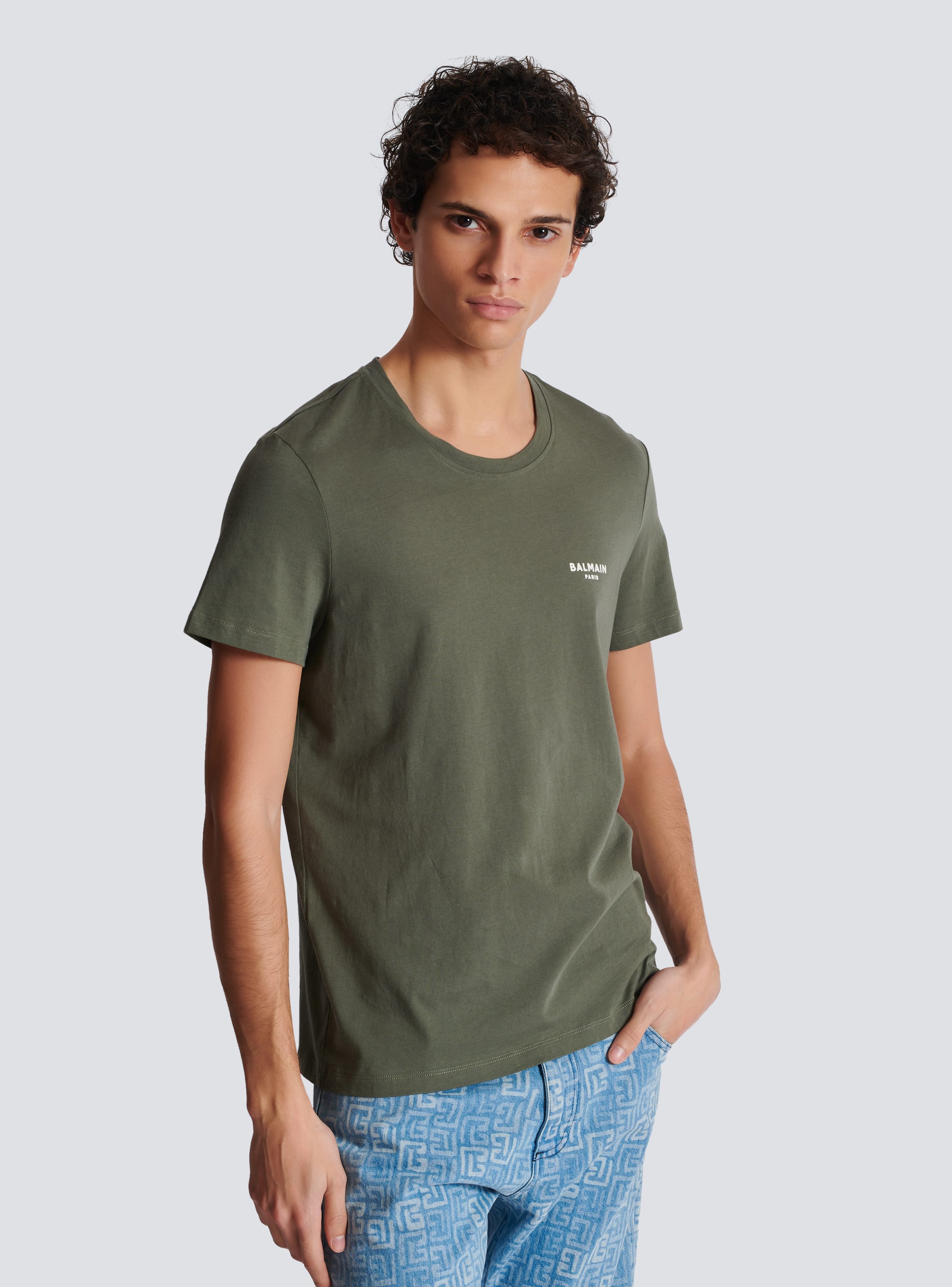 Balmain t shirt khaki hotsell