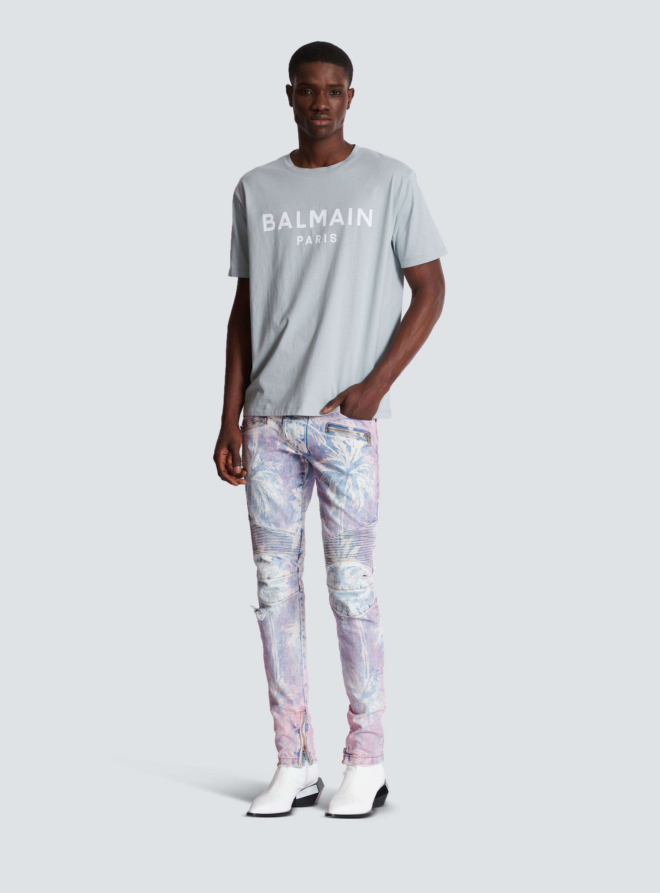 Kurzärmeliges T-Shirt mit Balmain Paris-Print