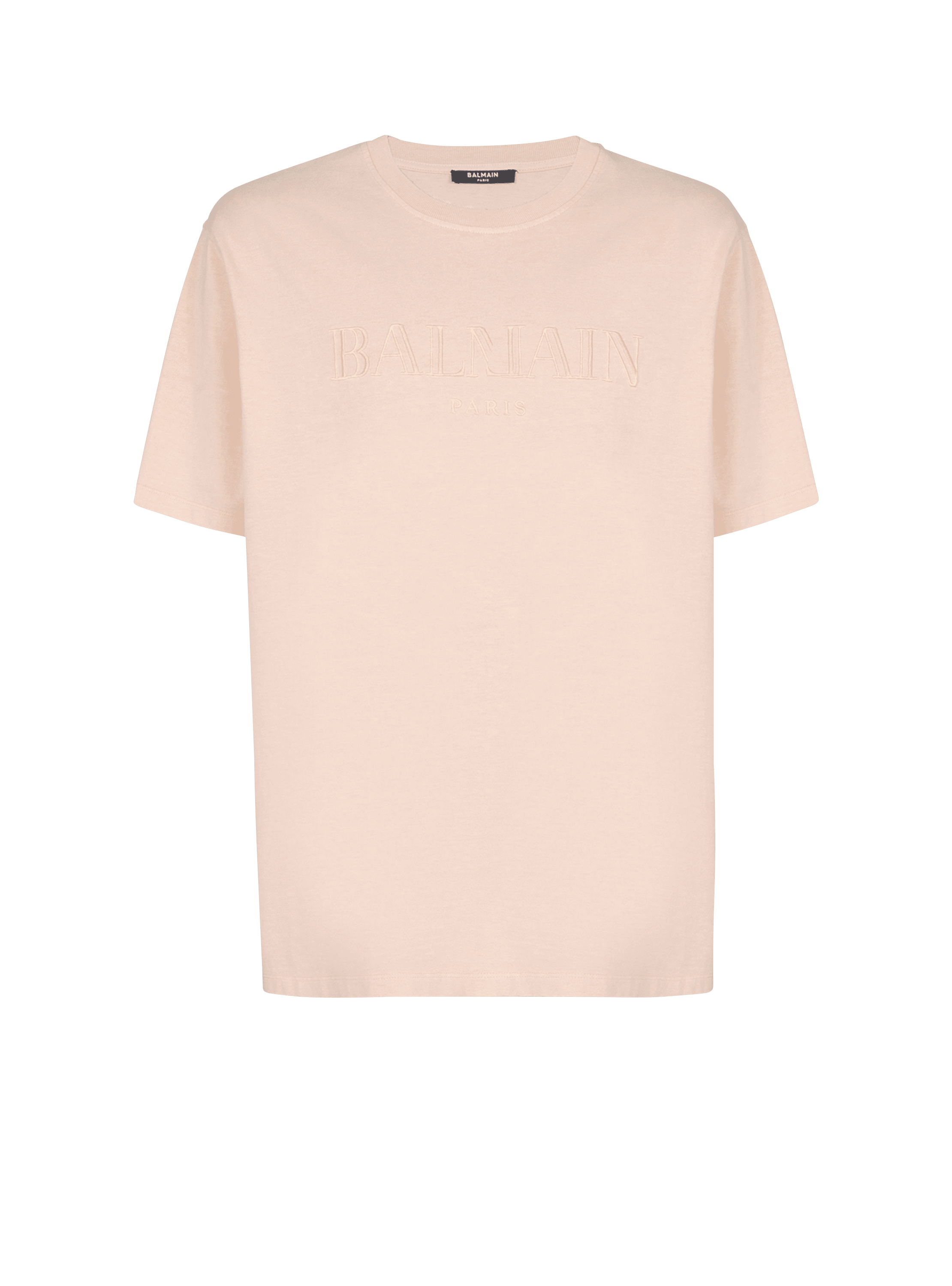 Loose T shirt with vintage Balmain embroidery beige Men BALMAIN