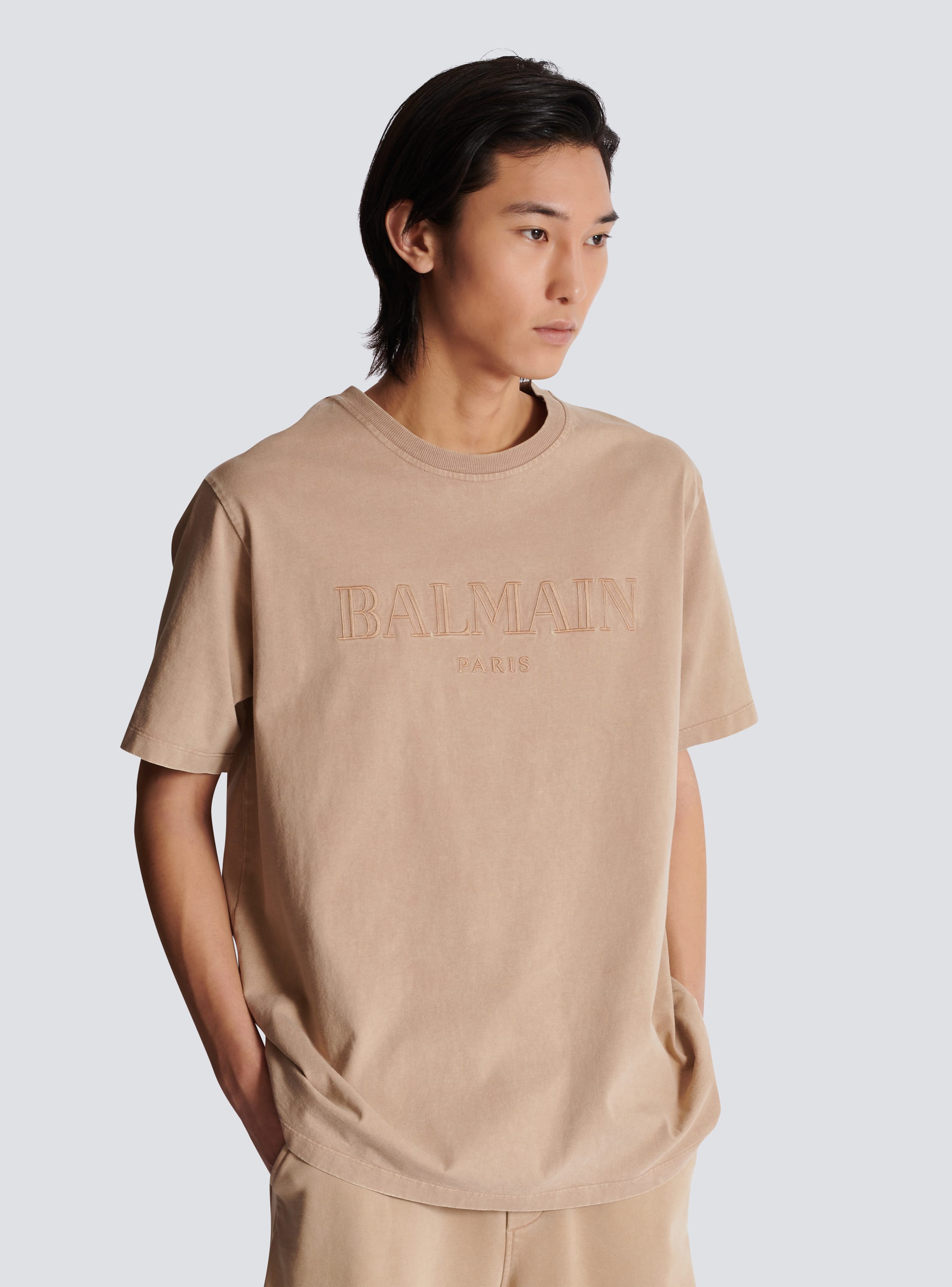 Balmain t shirt khaki best sale