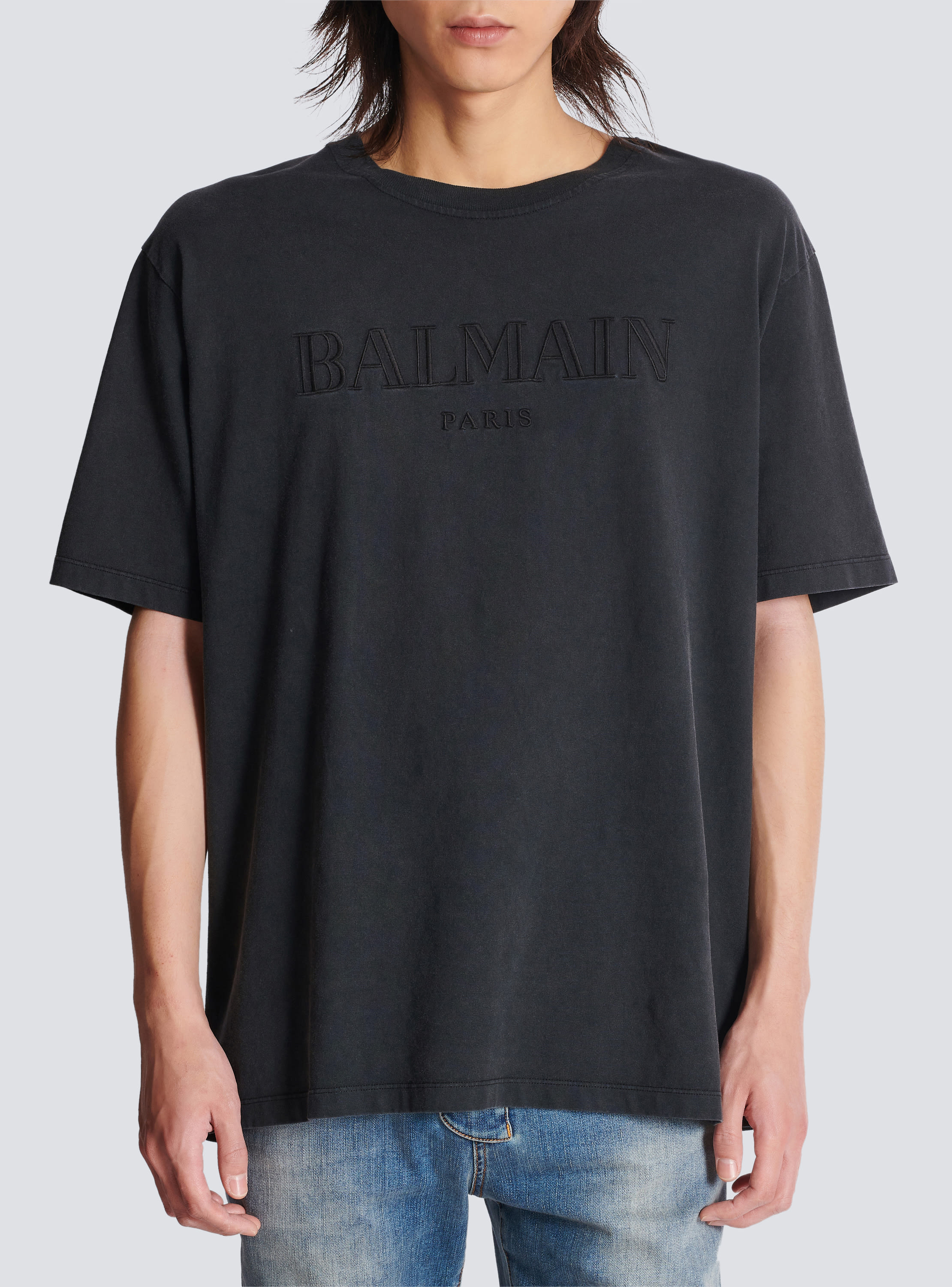 Loose T shirt with vintage Balmain embroidery