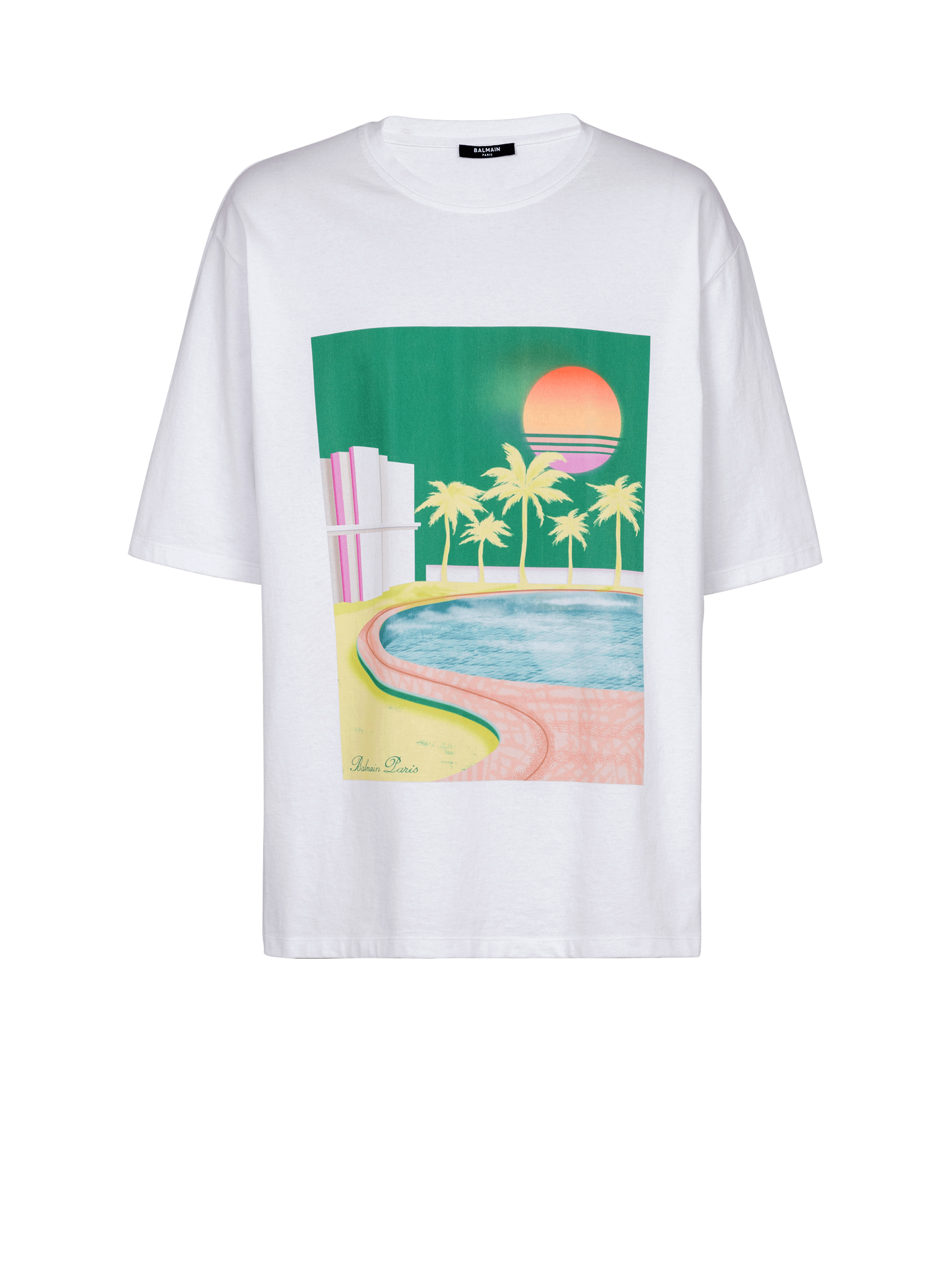 Weites T-Shirt mit Balmain Postcard-Print