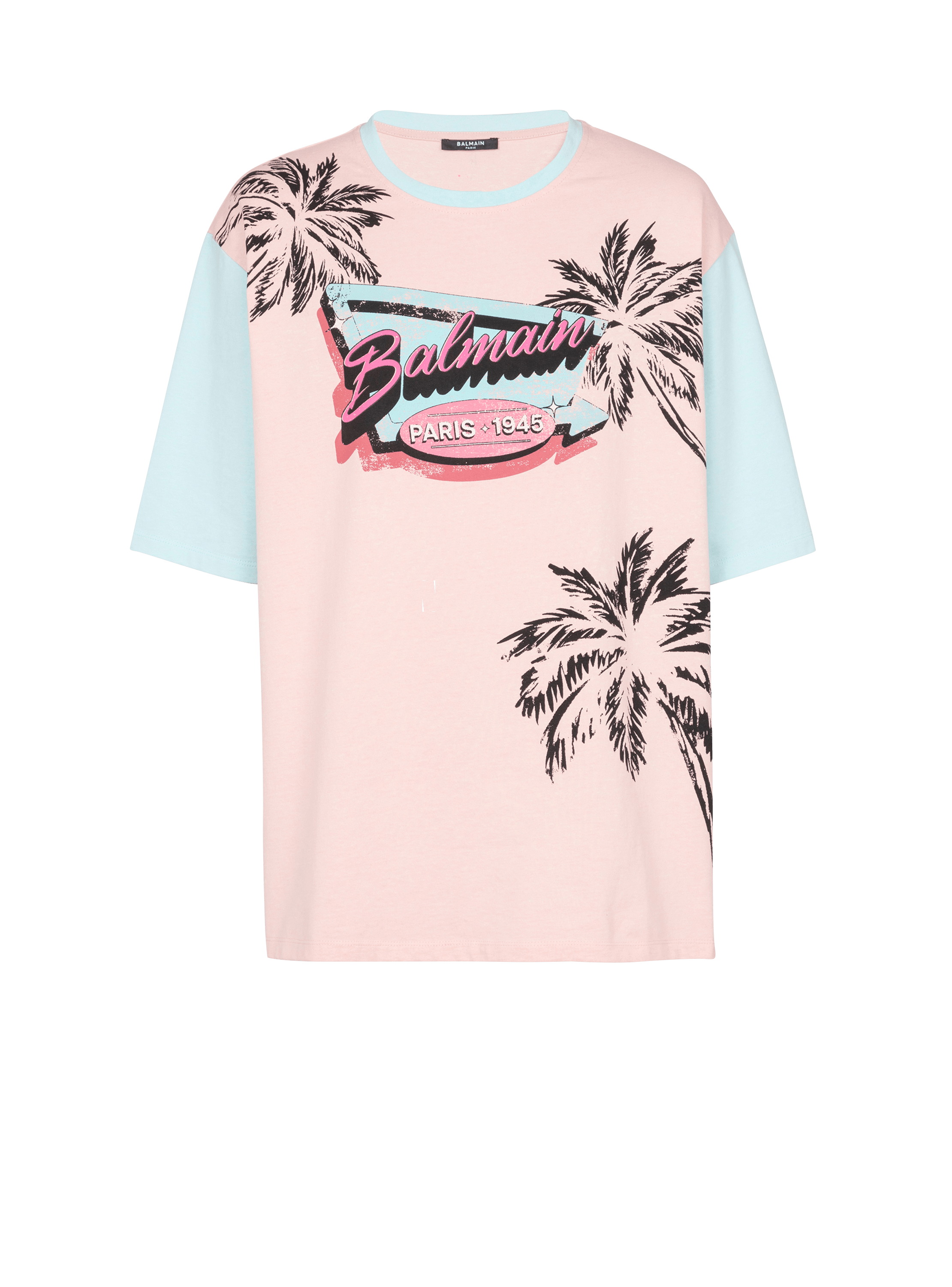 Camiseta holgada con estampado Miami Balmain