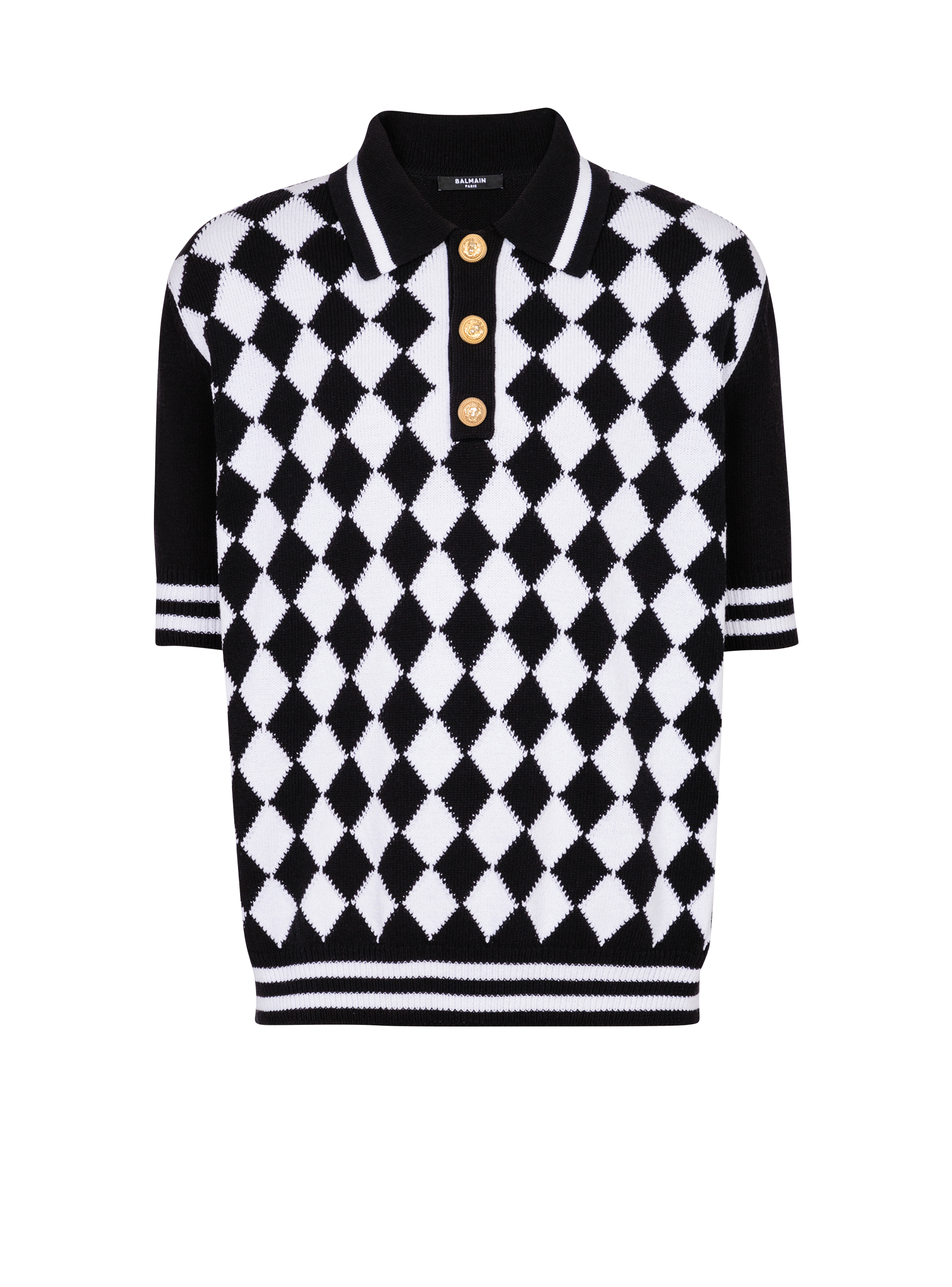 Diamond polo shirt in two-tone cotton