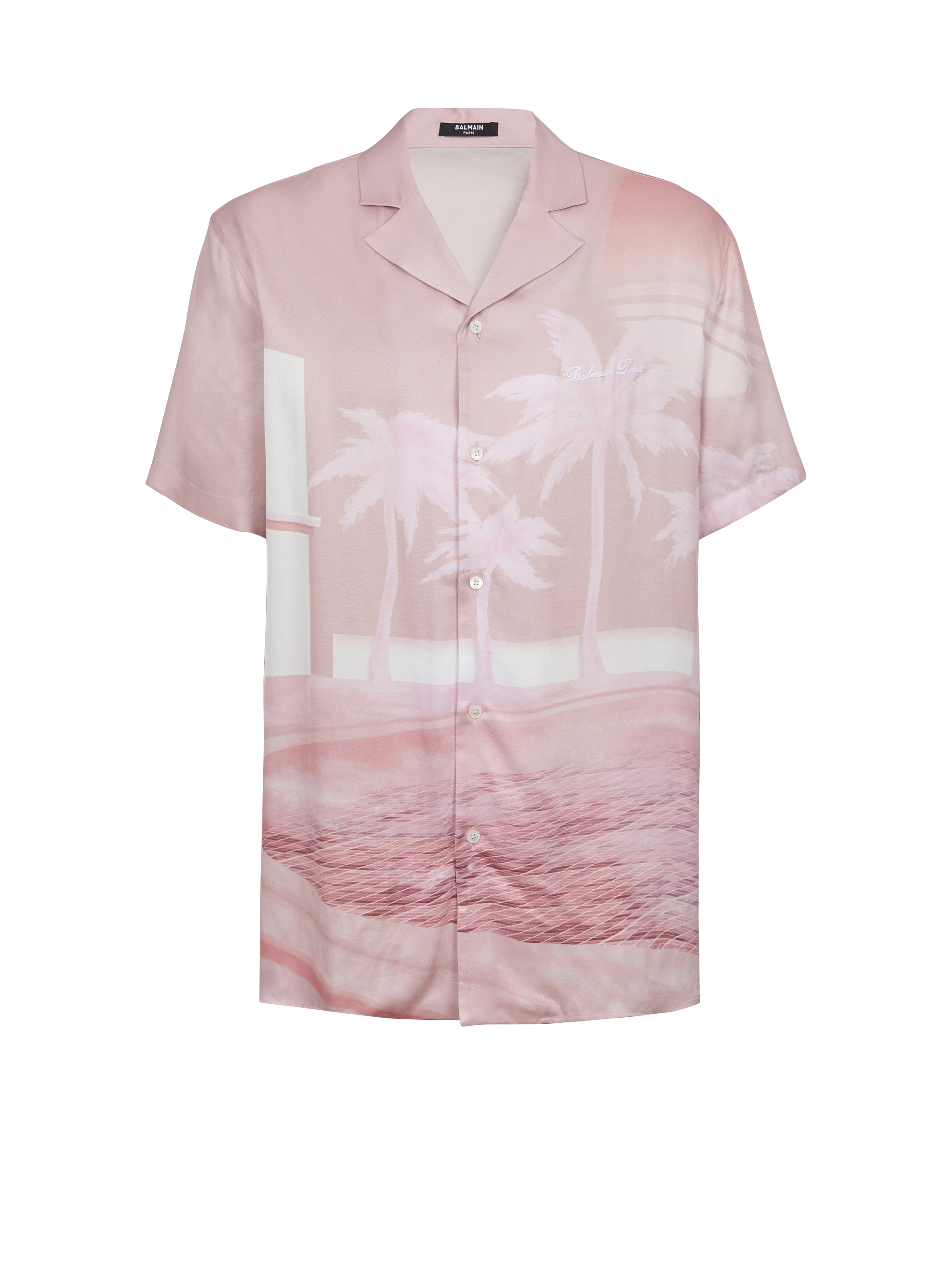 Short-sleeved twill shirt with Postcard print