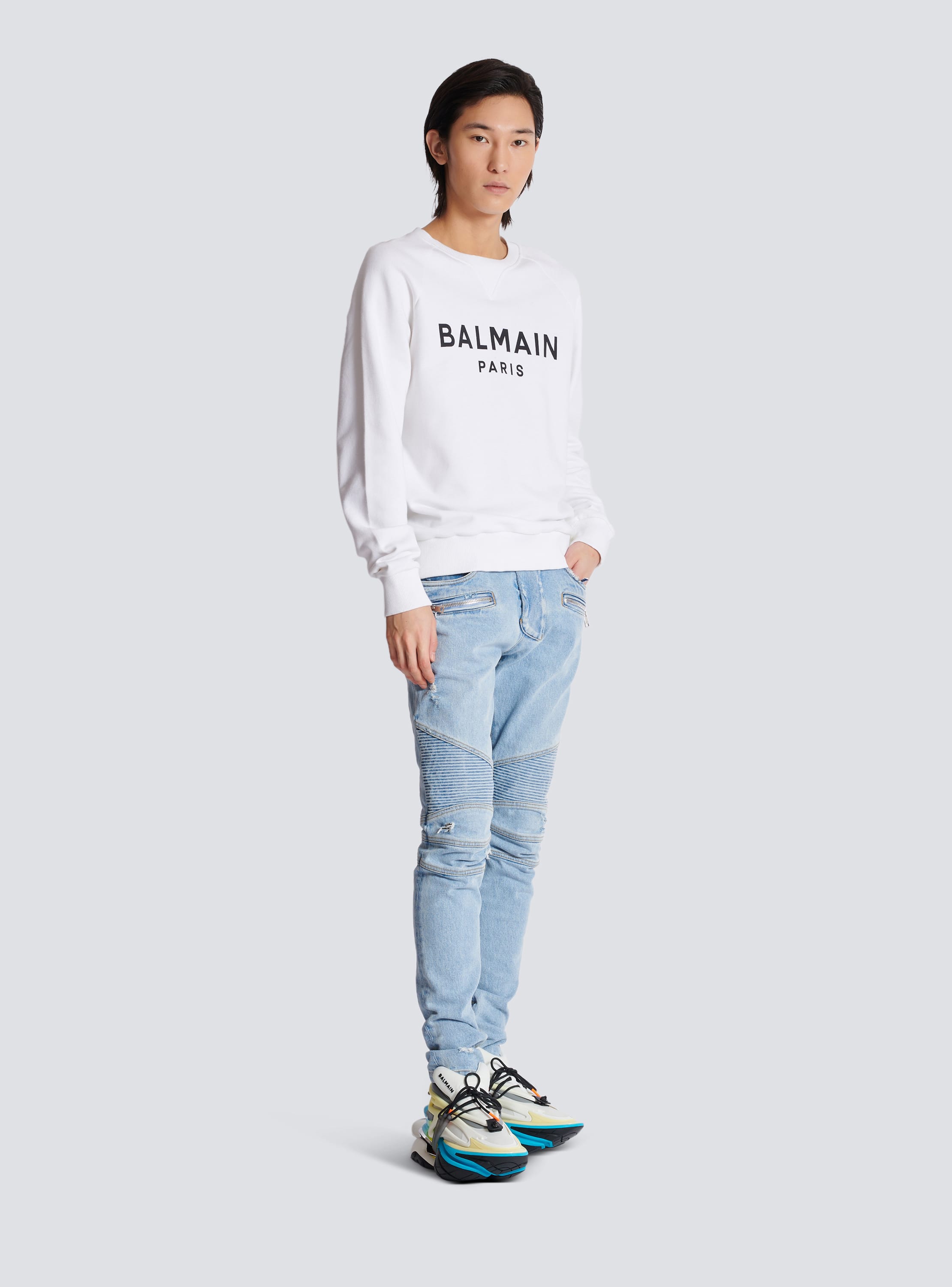 Balmain jumper white best sale