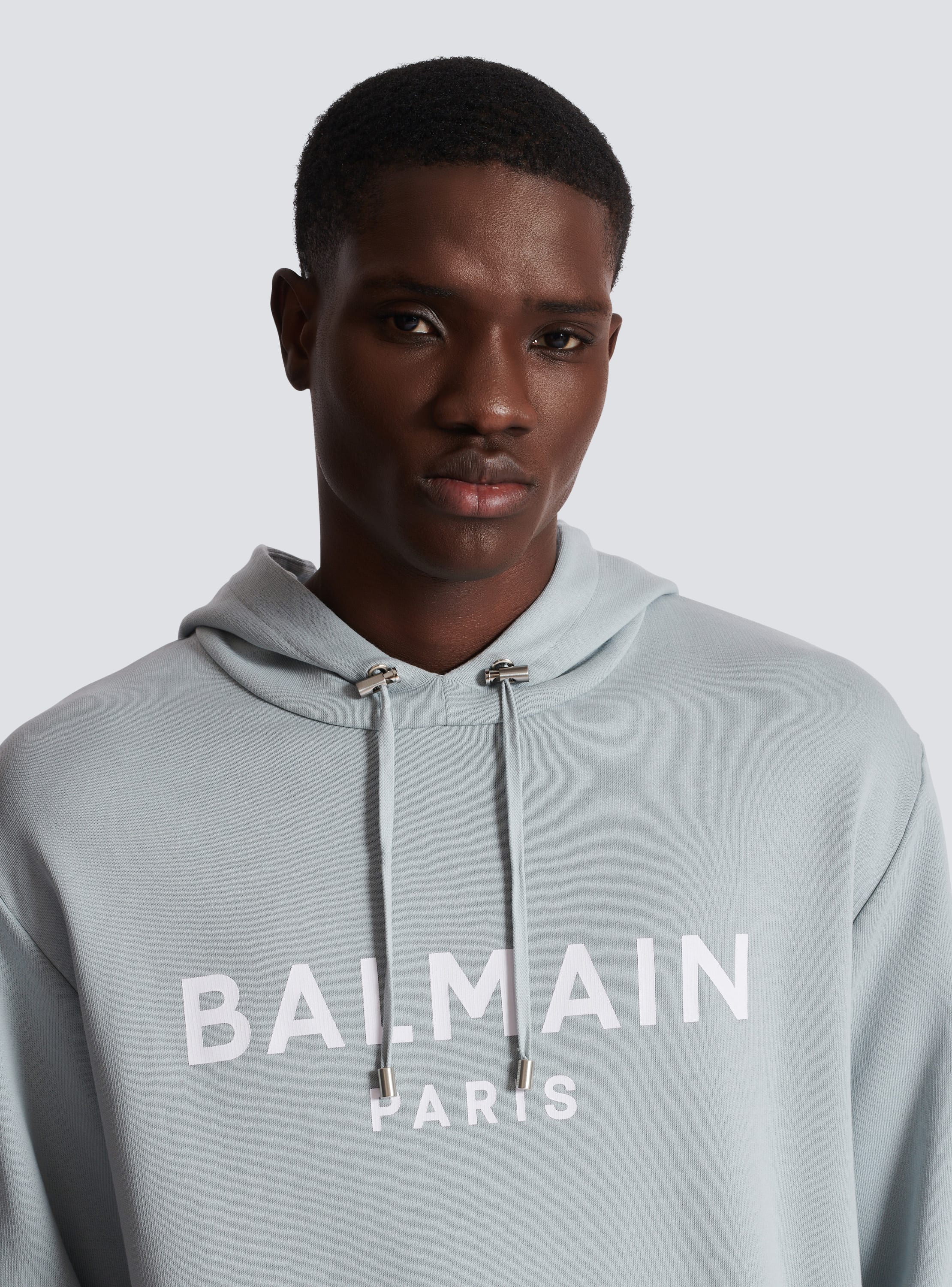 Printed Balmain Paris hoodie grey Men BALMAIN