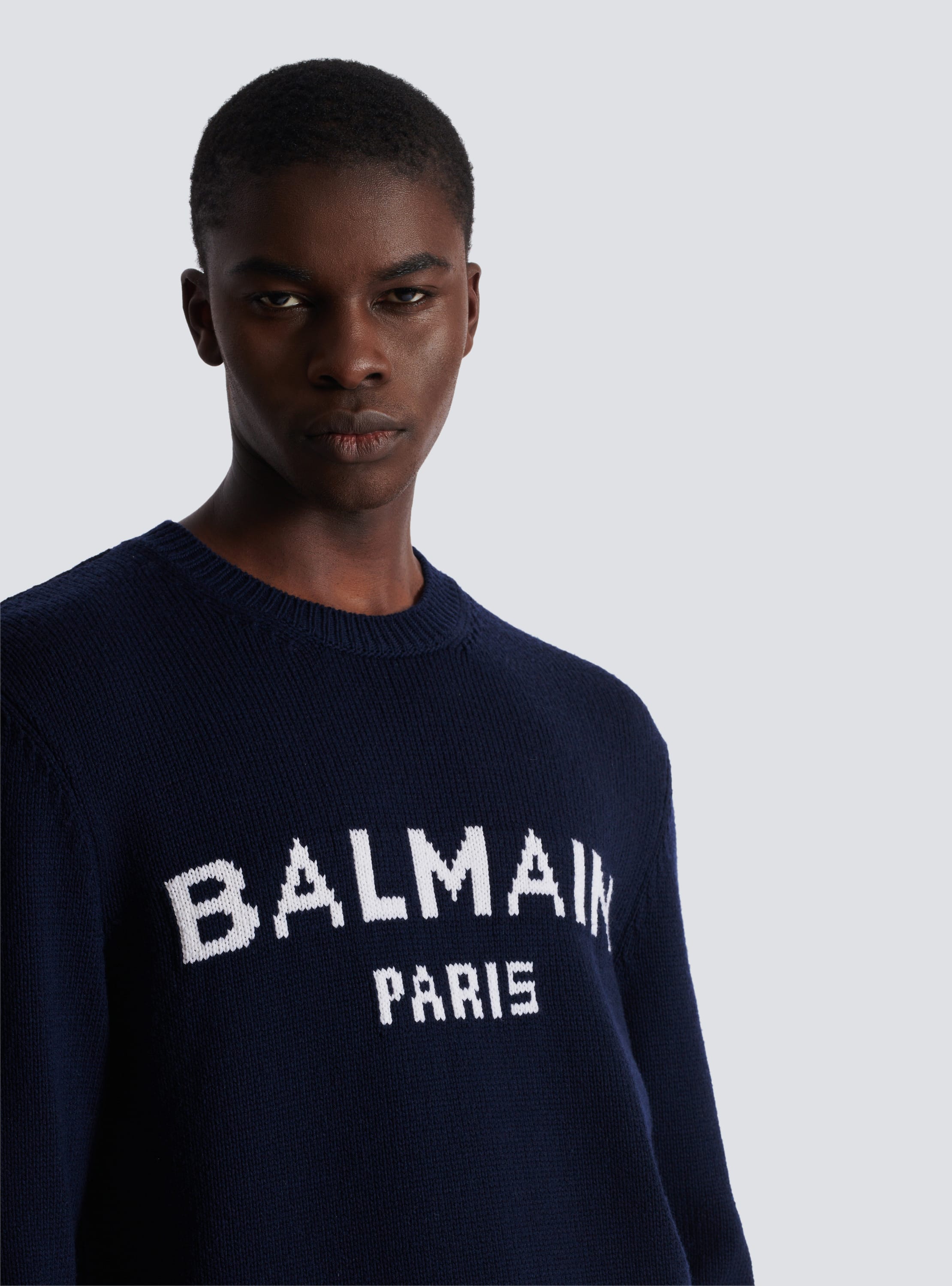 Wool Balmain Paris jumper navy Men BALMAIN