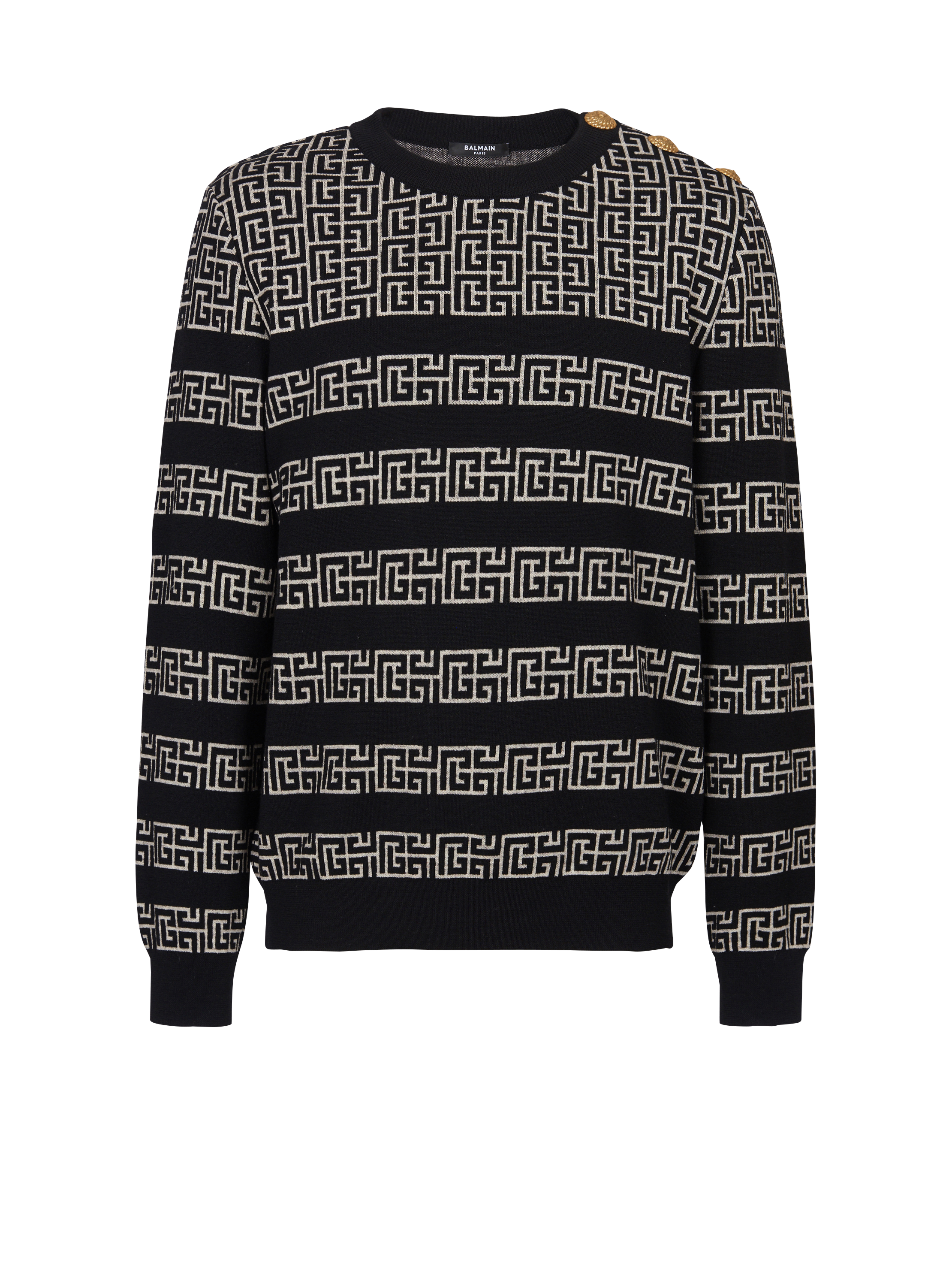Pullover marinière in lana e lino con monogramma PB labirinto