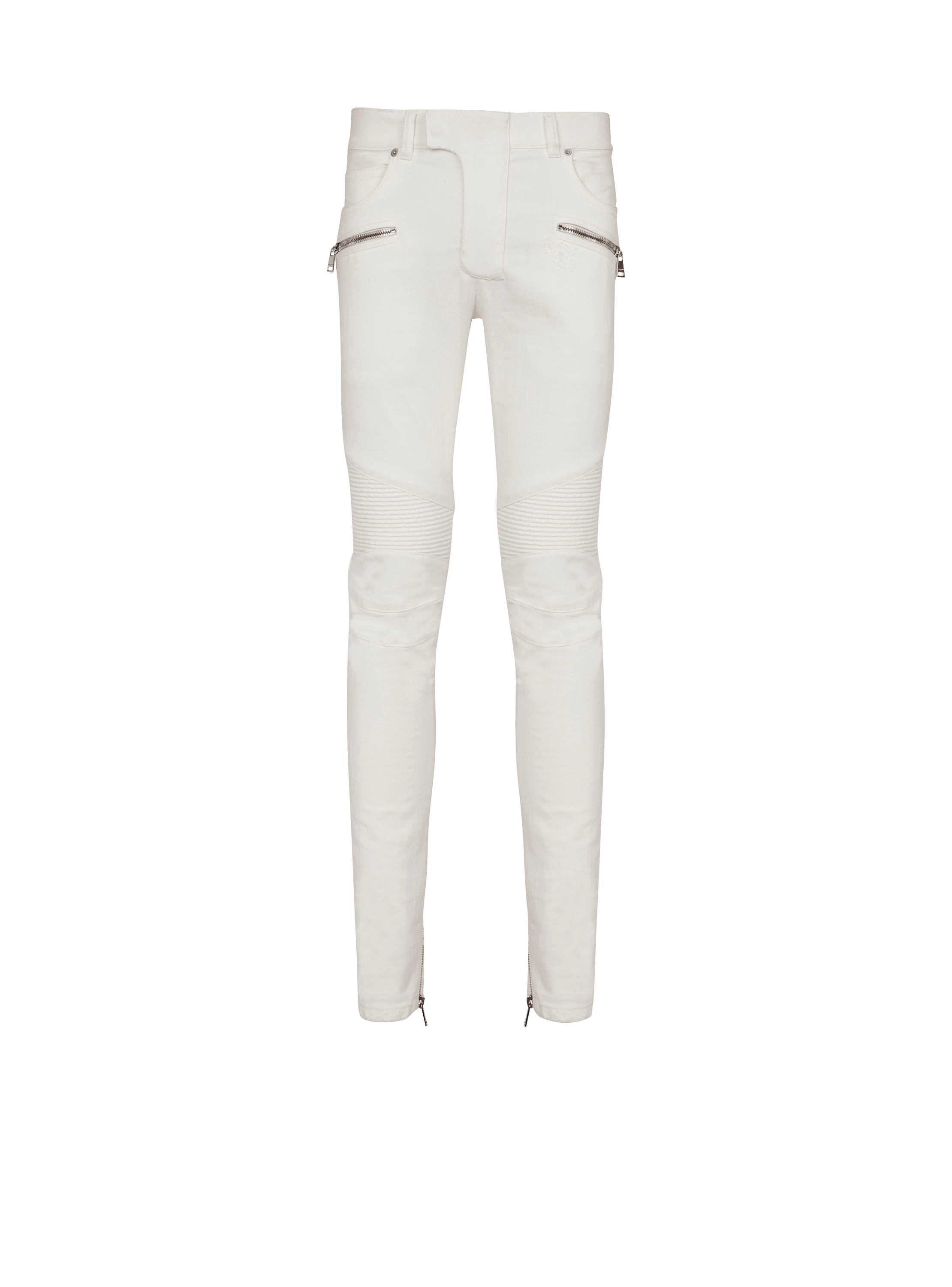 白色机车牛仔裤