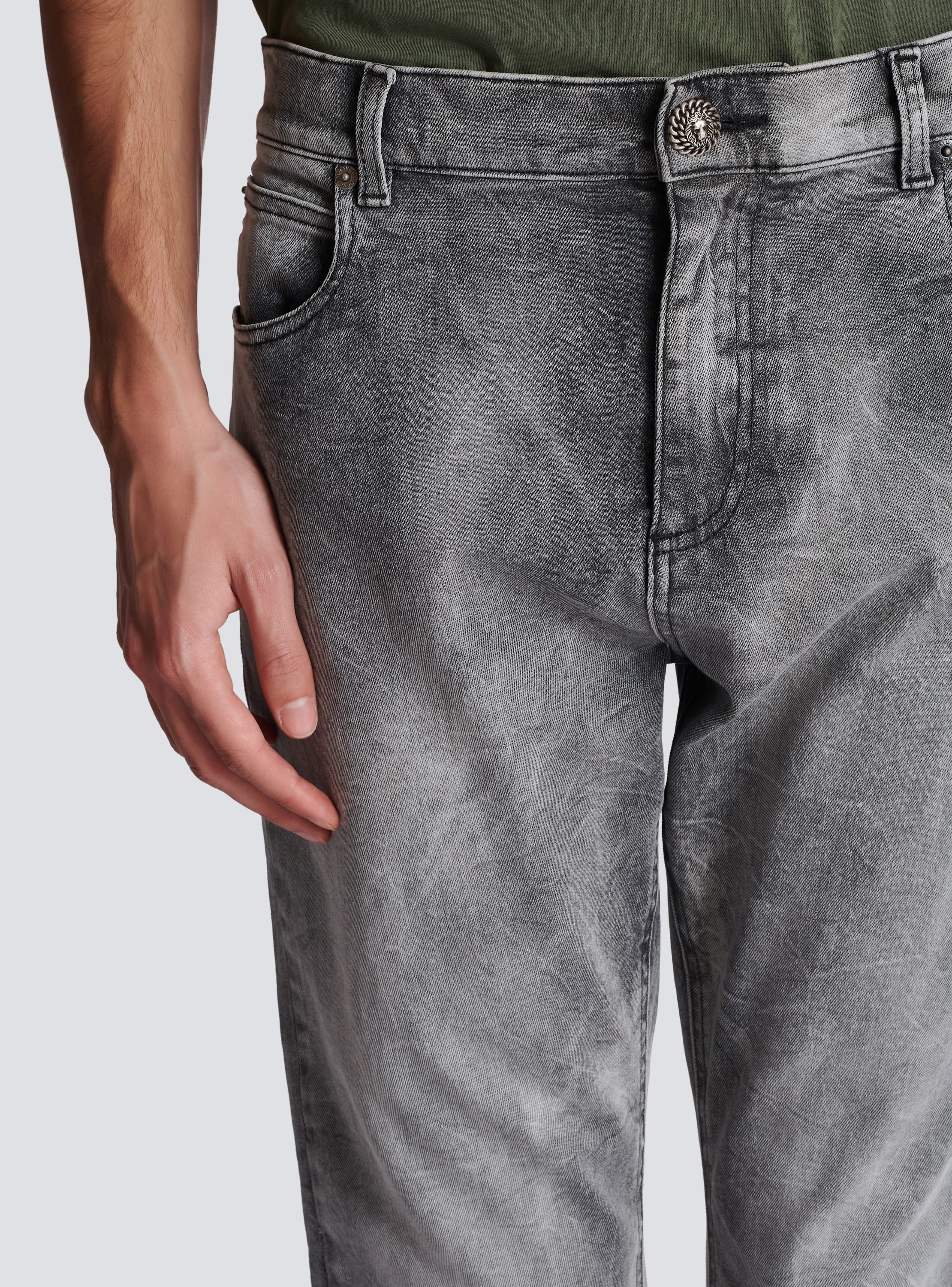 Grey denim regular-fit jeans