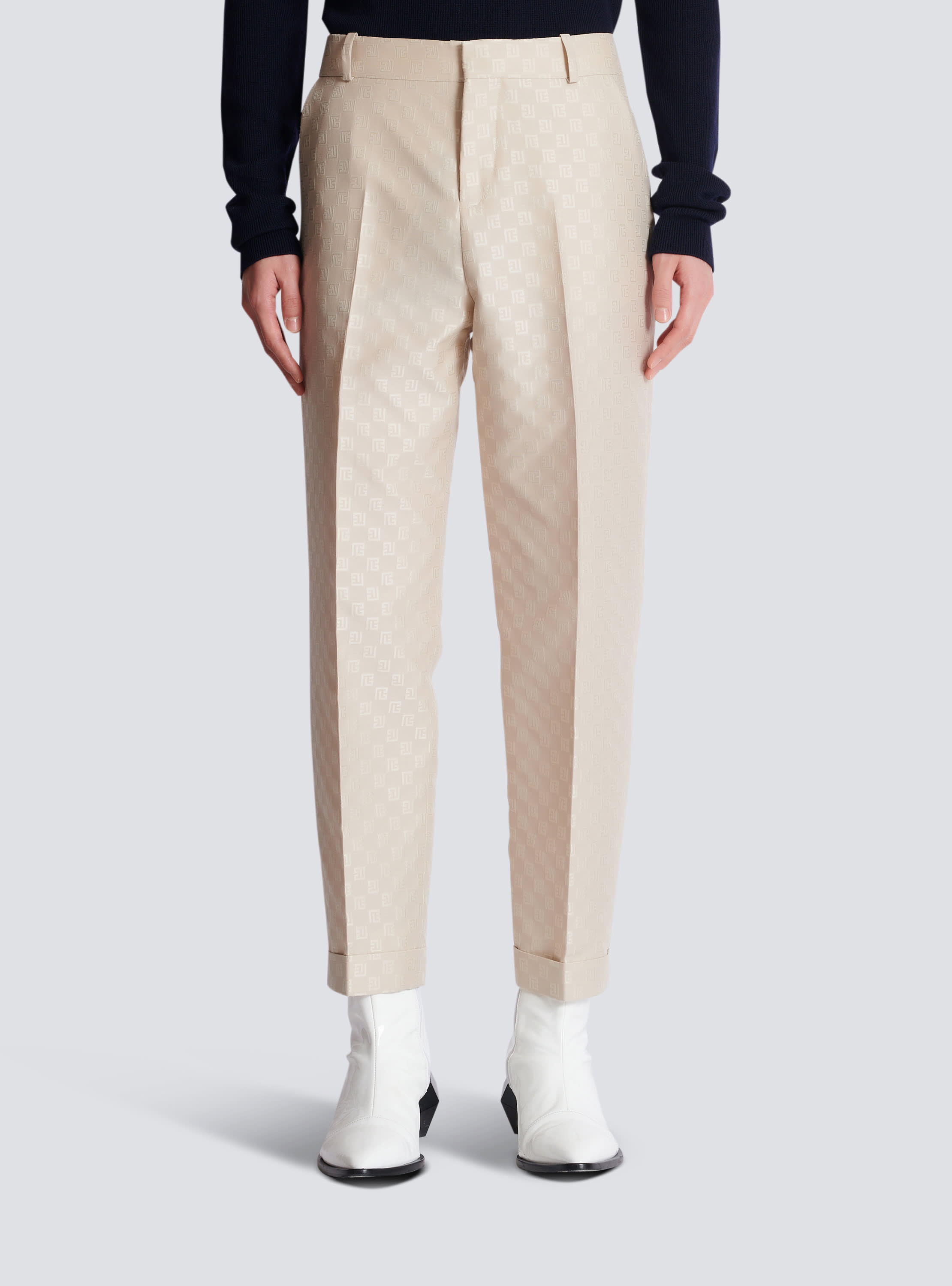 PB Labyrinth jacquard straight-leg trousers beige - Men