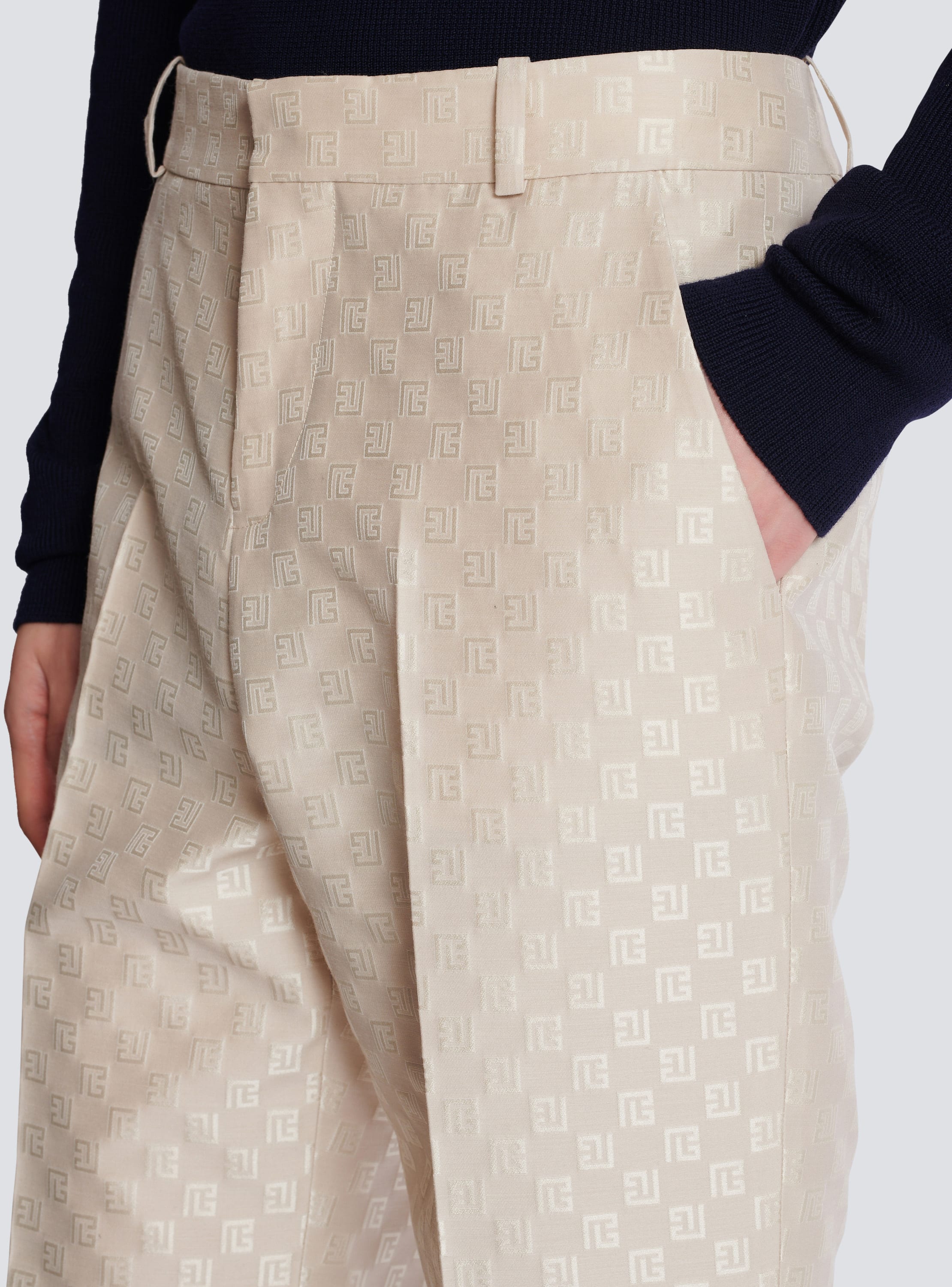 PB Labyrinth jacquard straight-leg trousers beige - Men