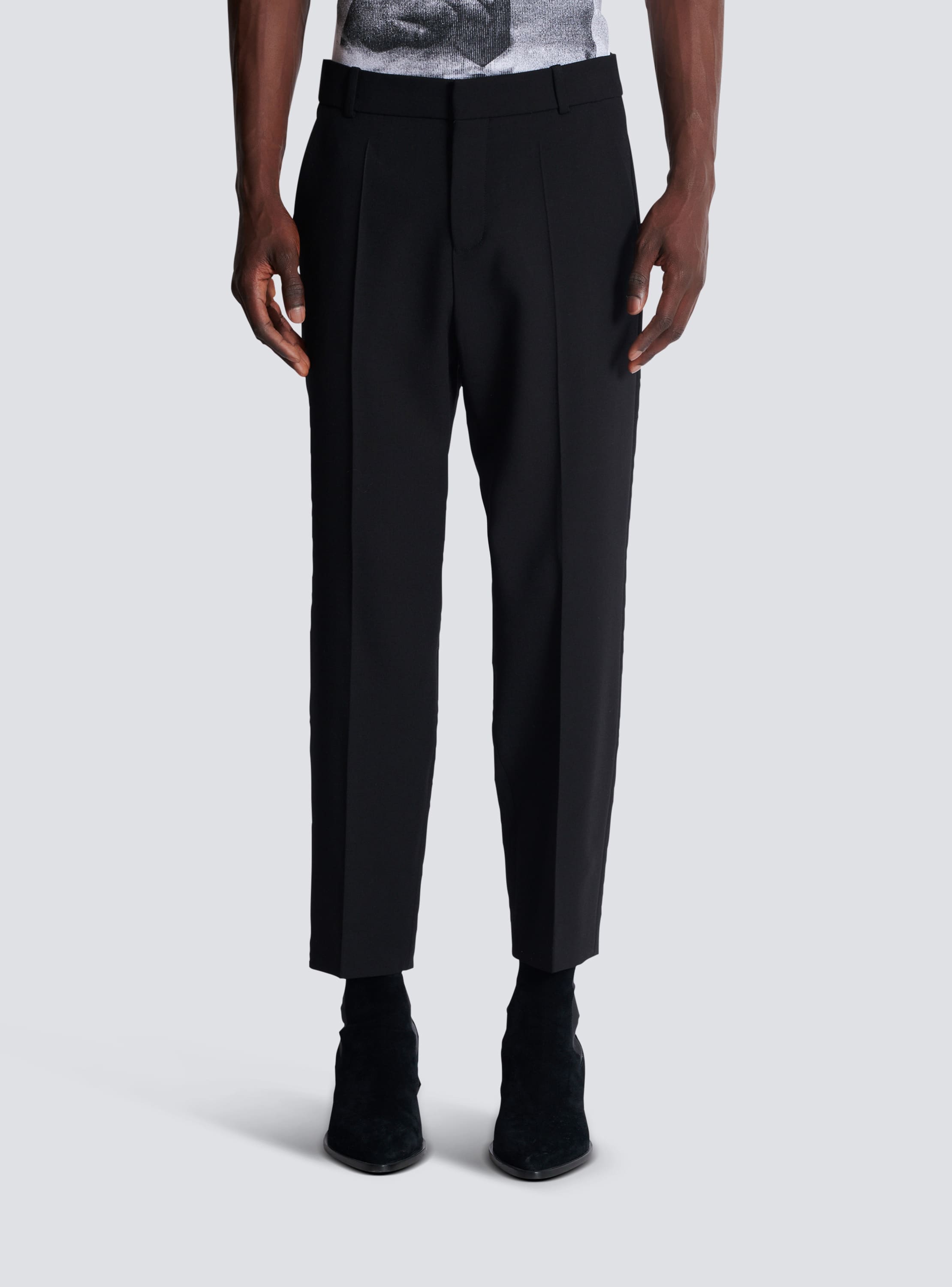 Balmain slit-detail wool trousers - Black