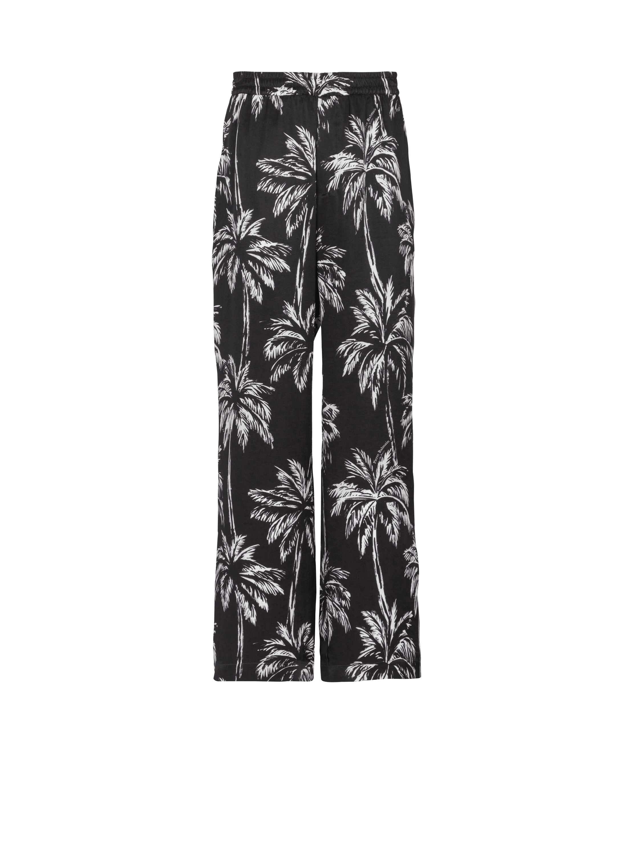 Pantalon de pyjama en satin imprimé Palmier