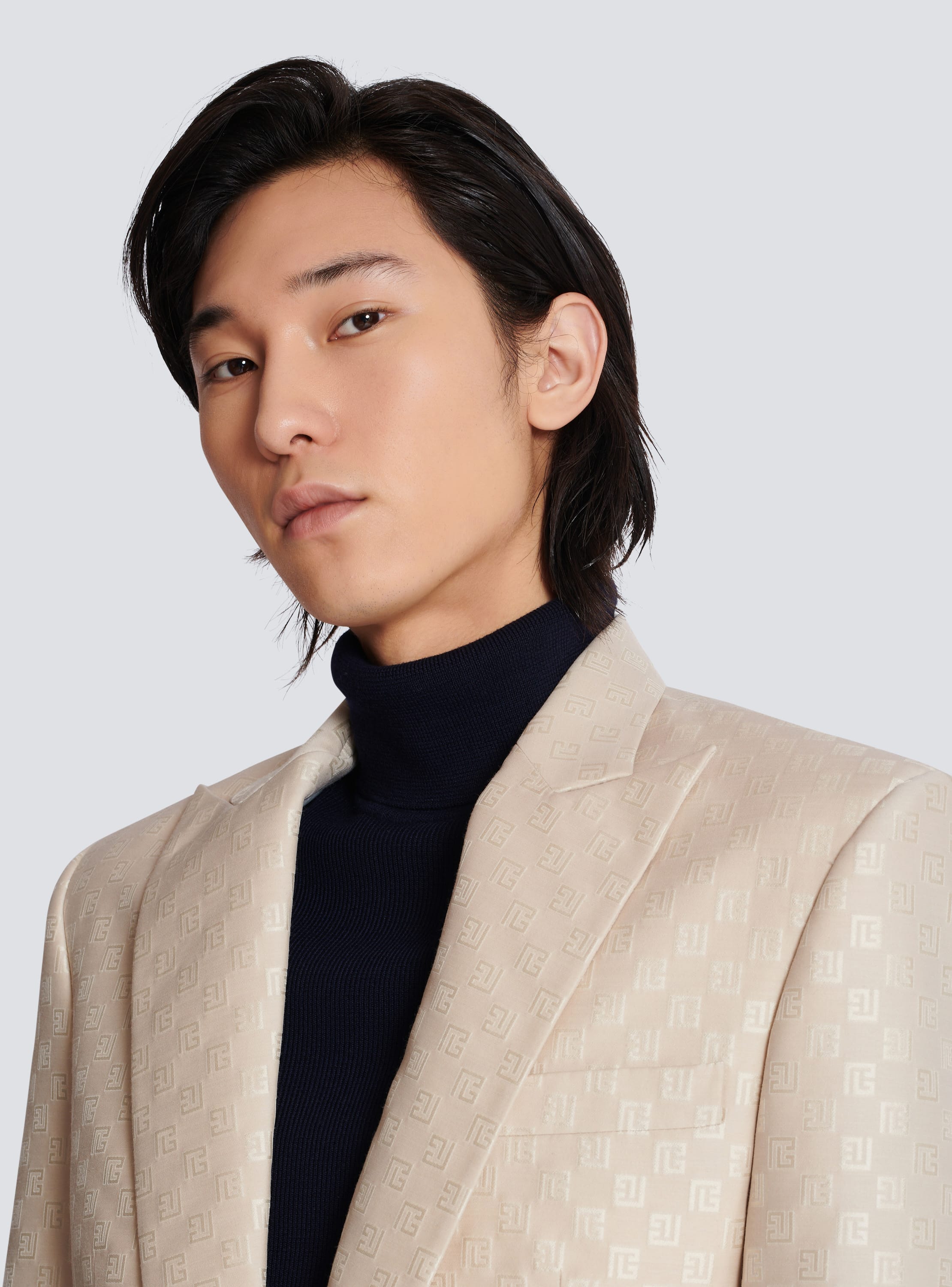 1-button jacket in PB Labyrinth jacquard