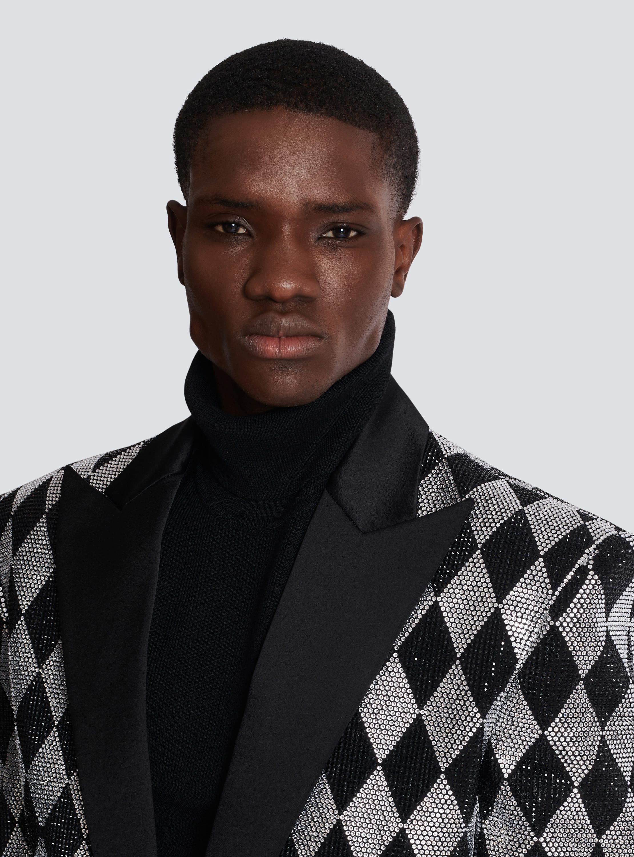 Diamond rhinestone 1-button jacket black - Men | BALMAIN
