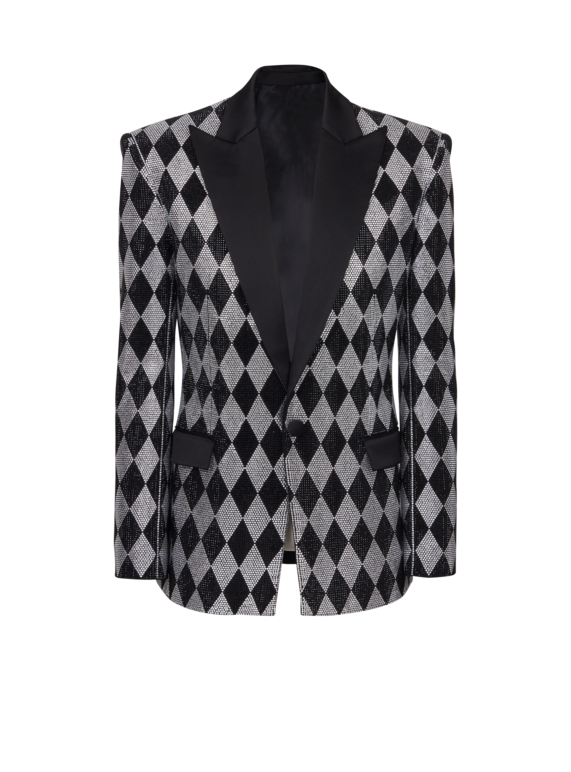 Diamond rhinestone 1-button jacket